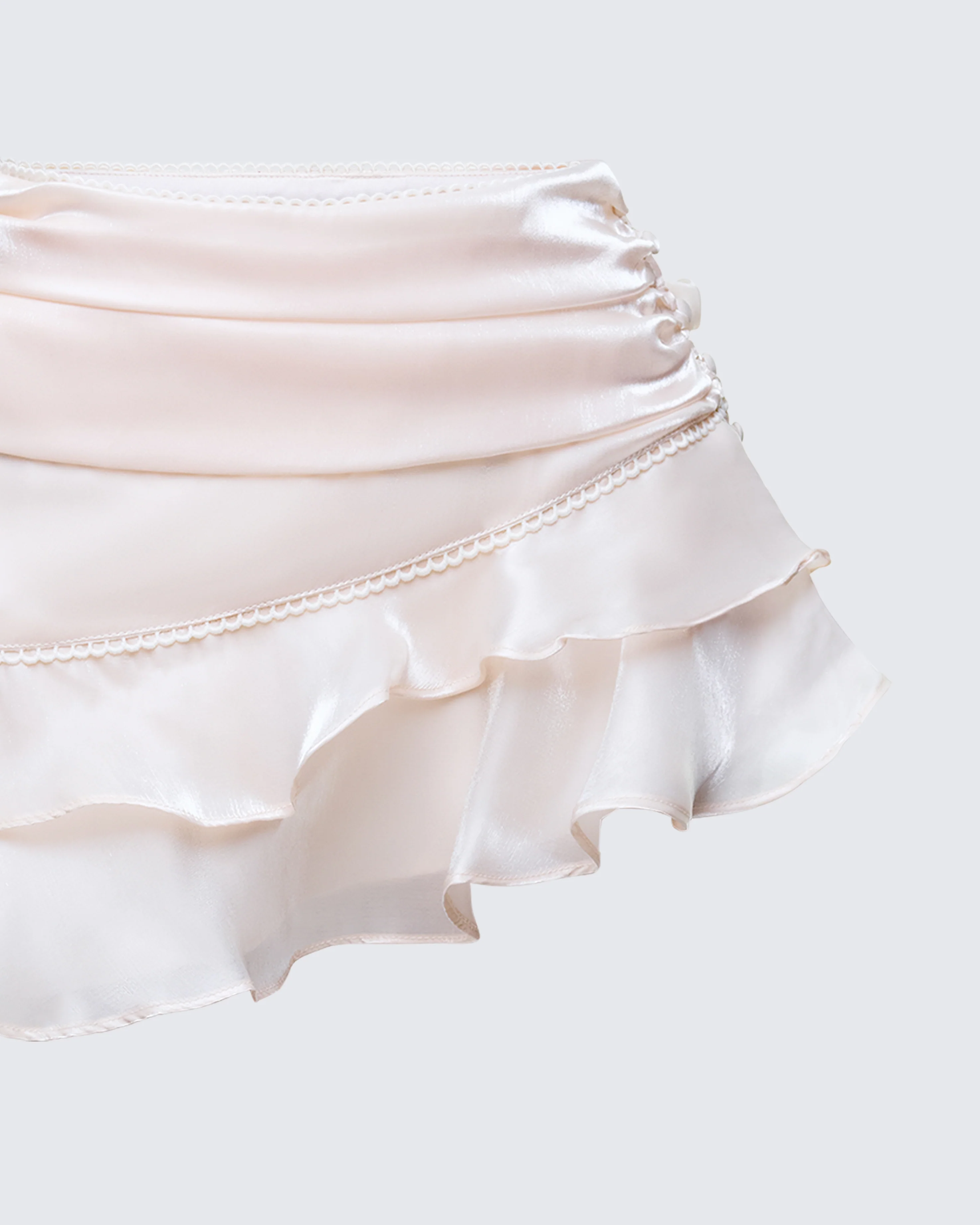 Elma Ivory Chiffon Ruffle Mini Skirt - Image 6