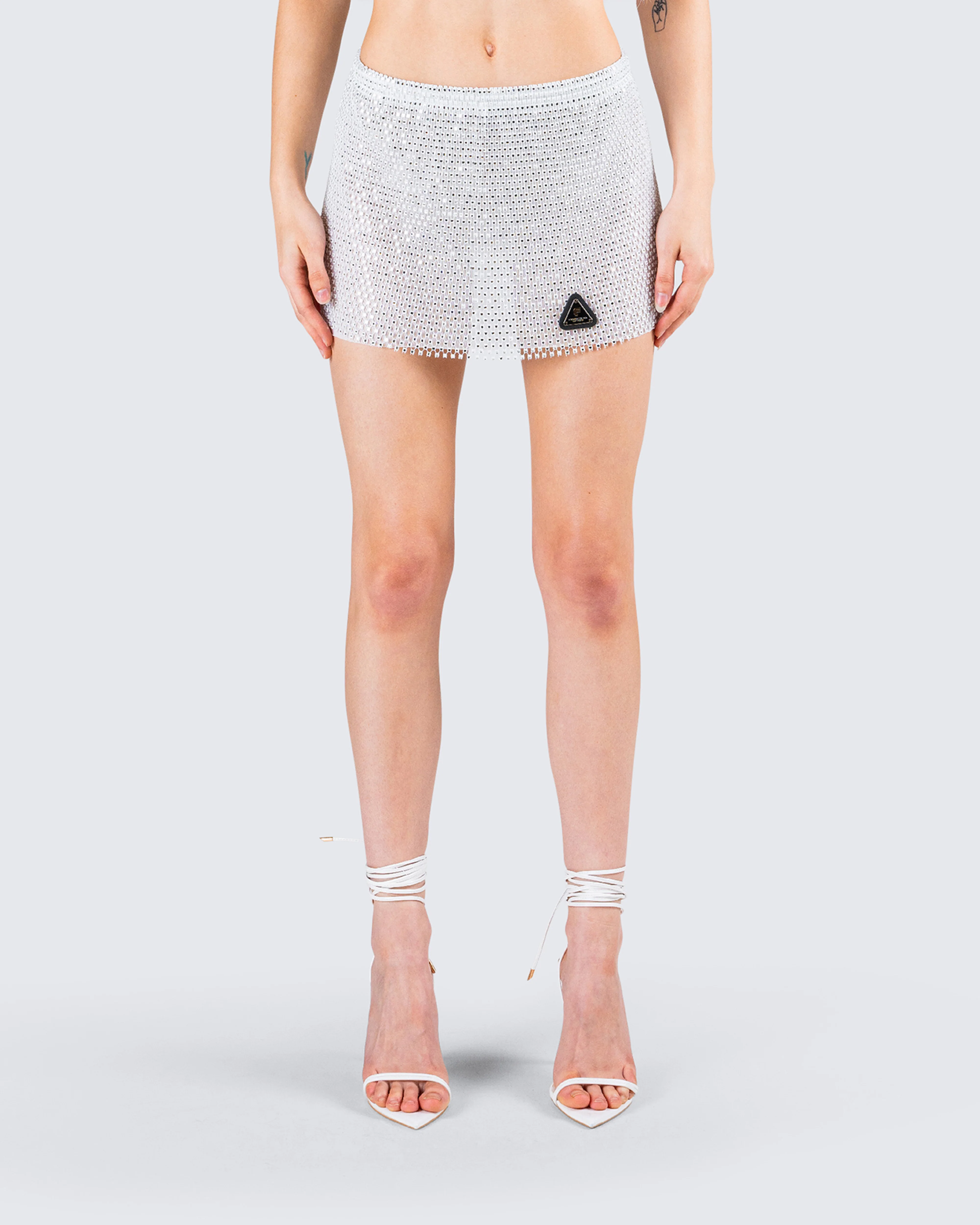 Emery Silver Net Mini Skirt - Image 4