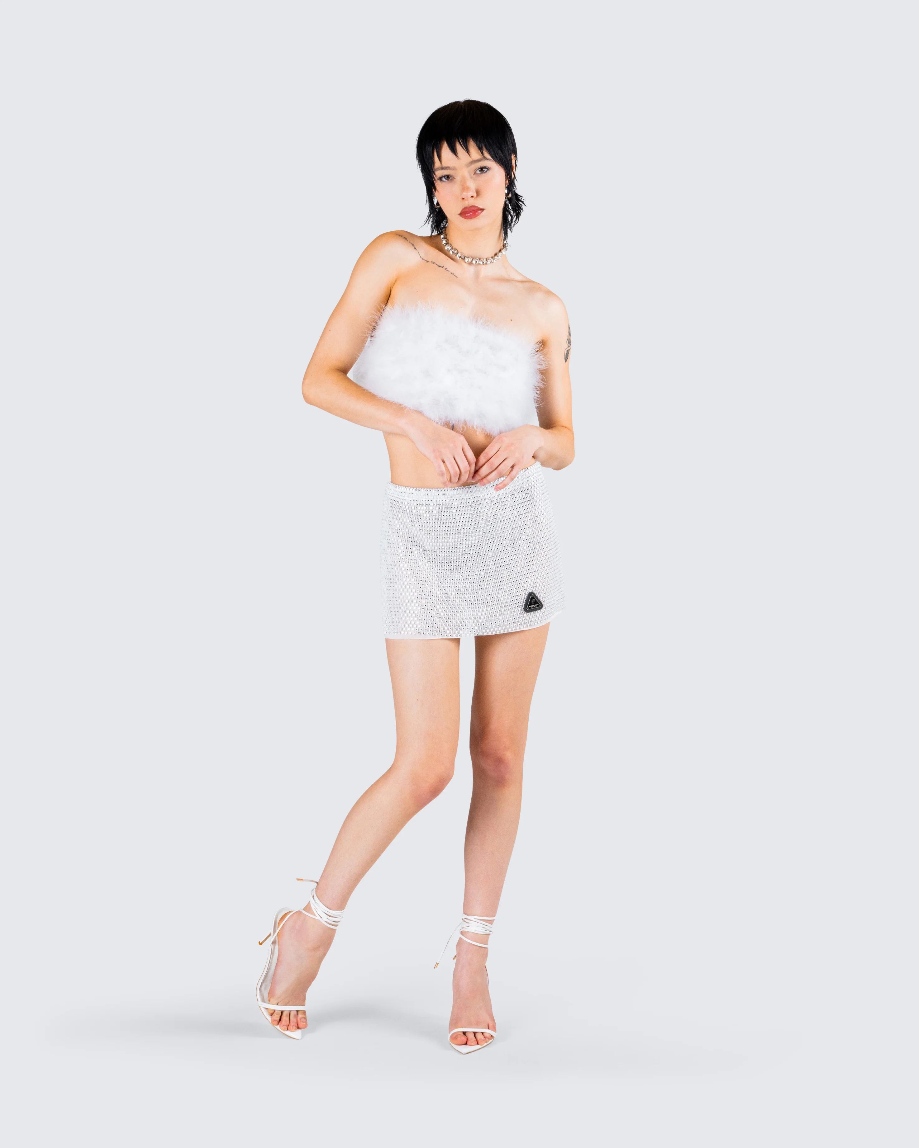 Emery Silver Net Mini Skirt - Image 9