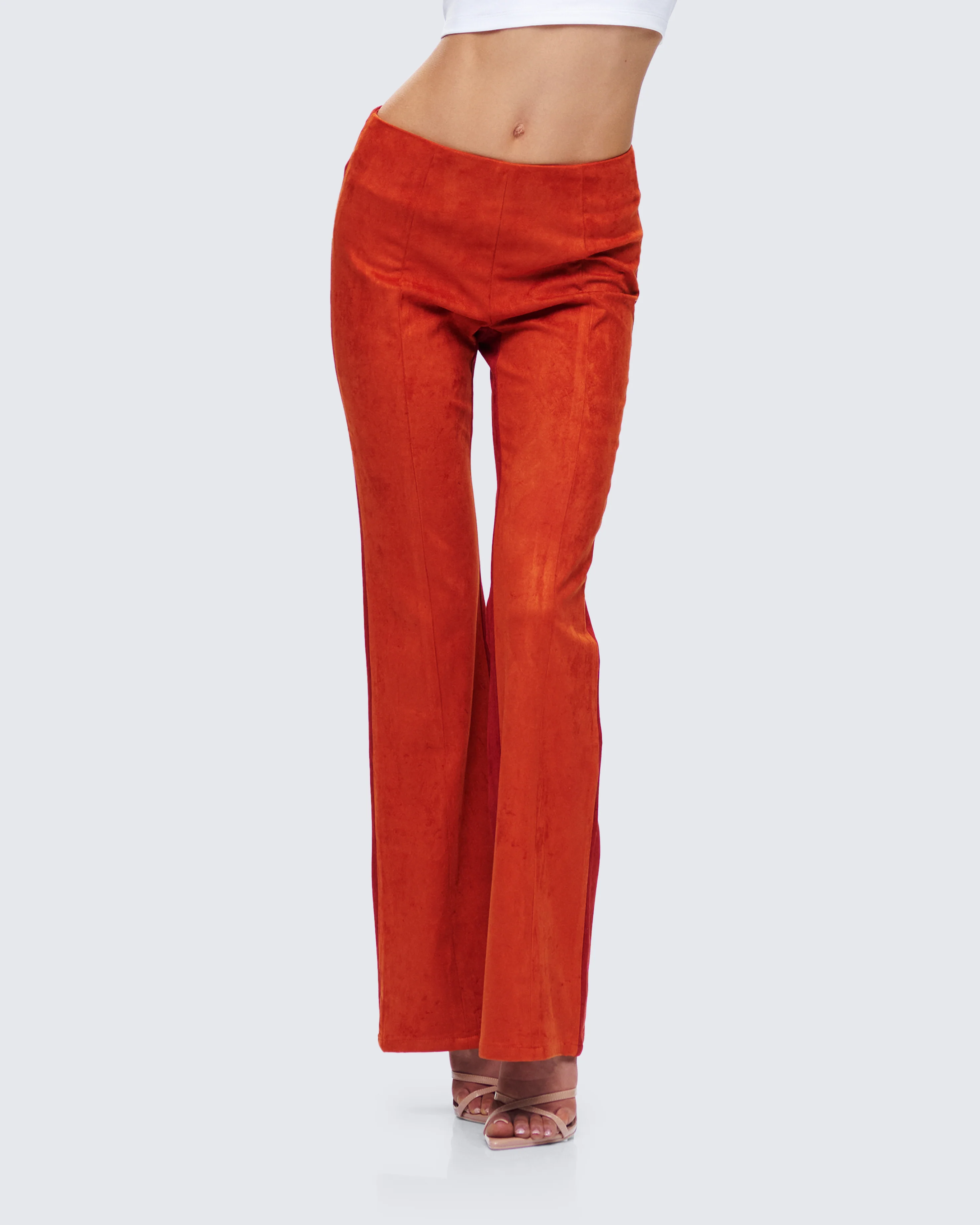 Emi Two Tone Orange Faux Suede Pant - Image 5