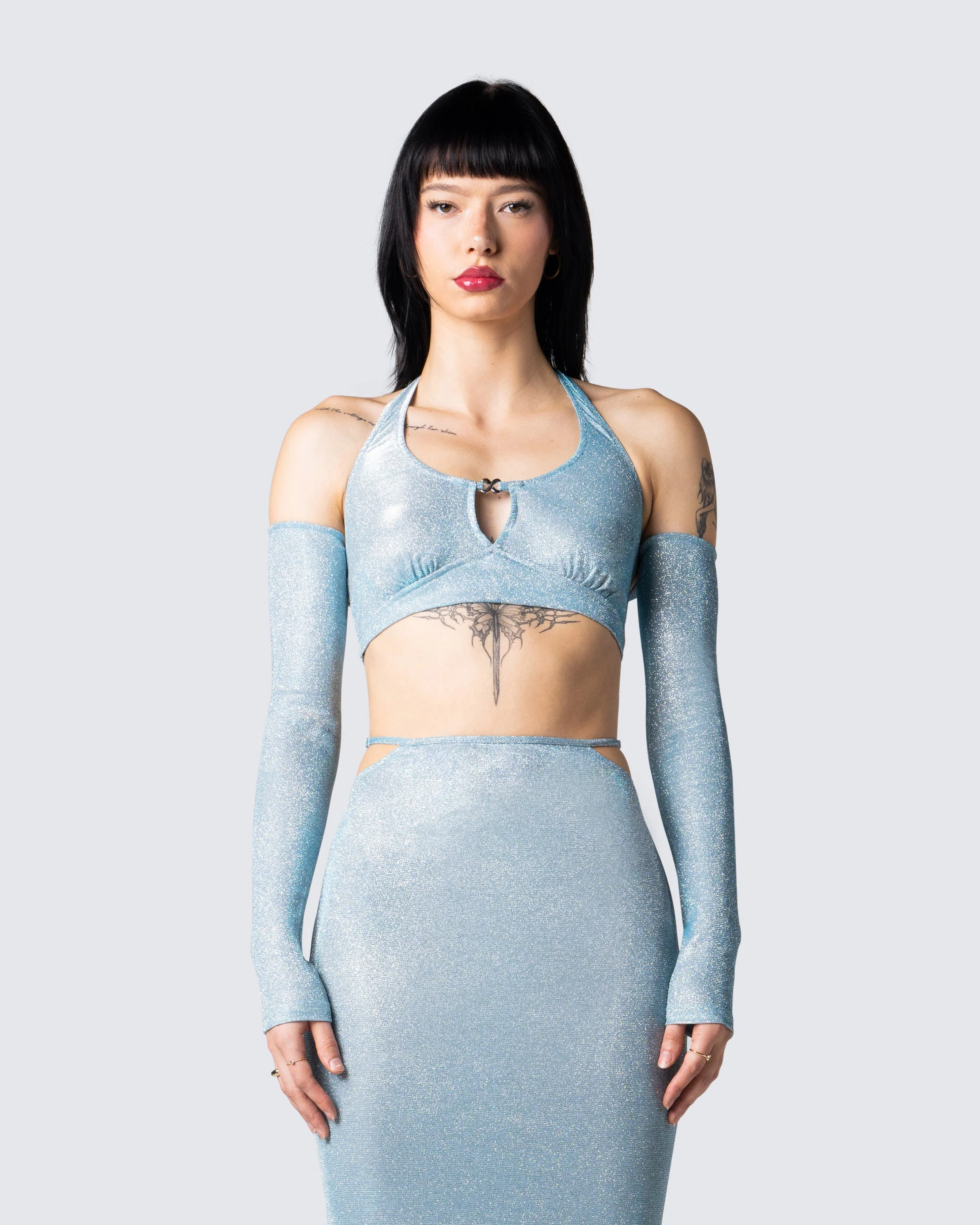 Erika Blue Long Sleeve Top & Shrug - Image 4