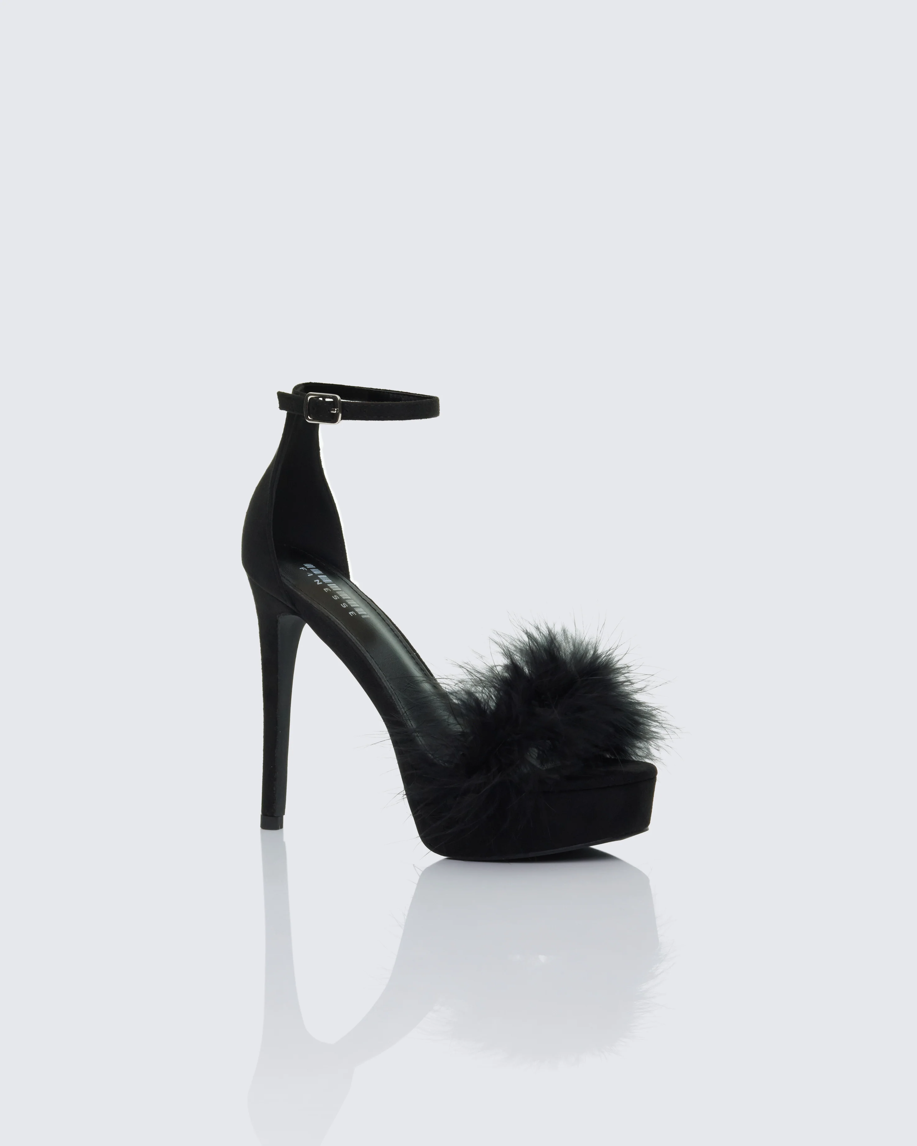 Erminia Black Feather Detail Heels - Image 2