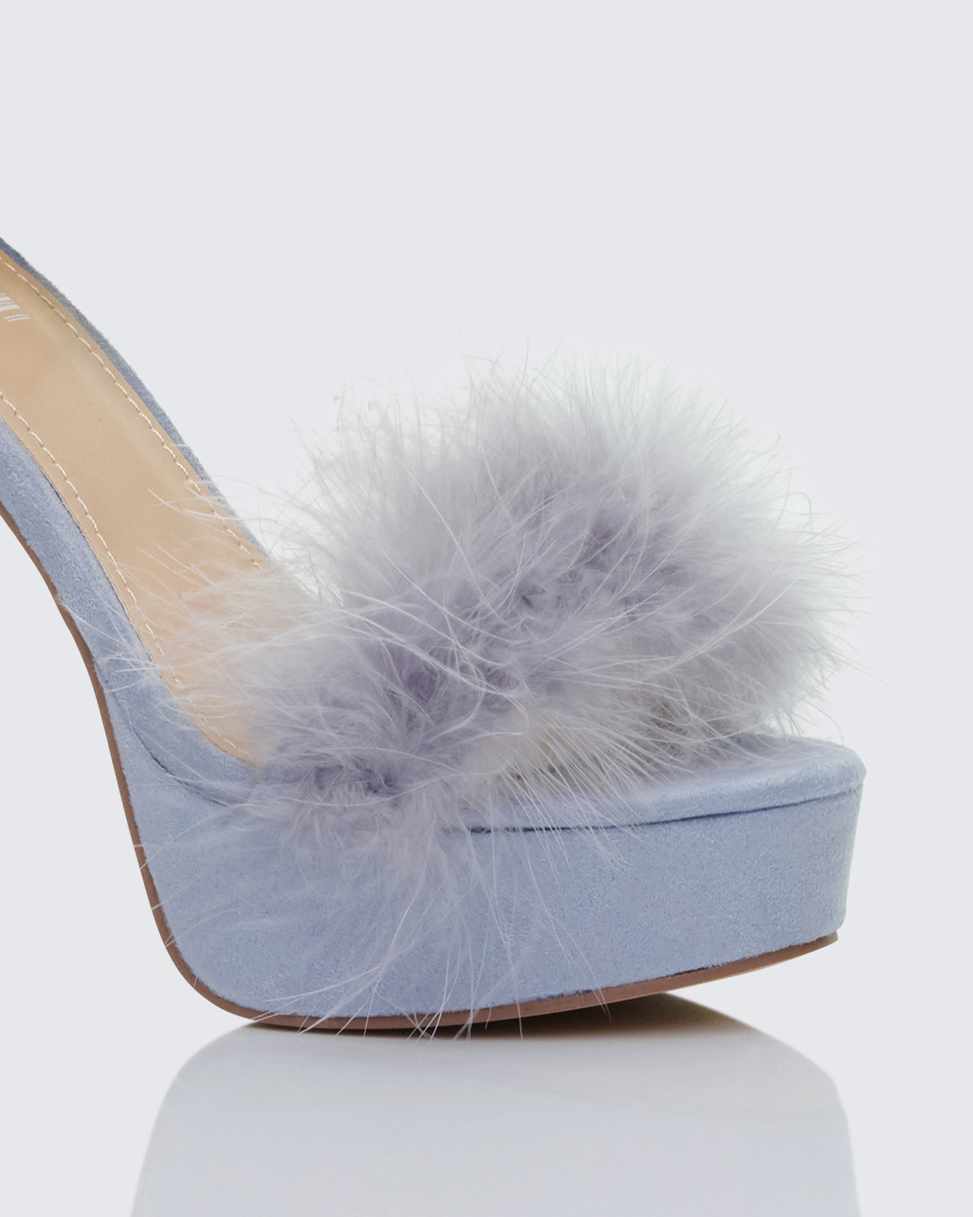 Erminia Blue Feather Detail Heels - Image 4