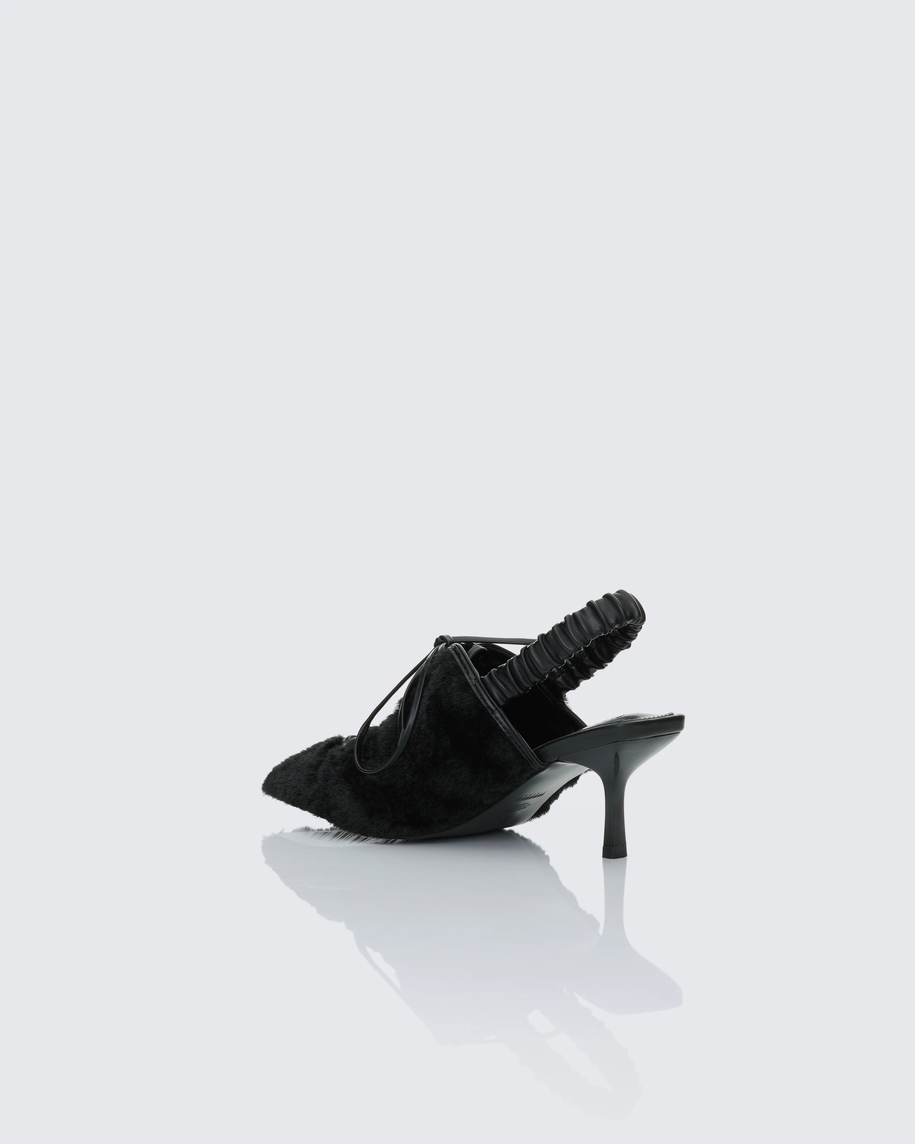 Esme Black Fur Lace Up Corset Mule - Image 3