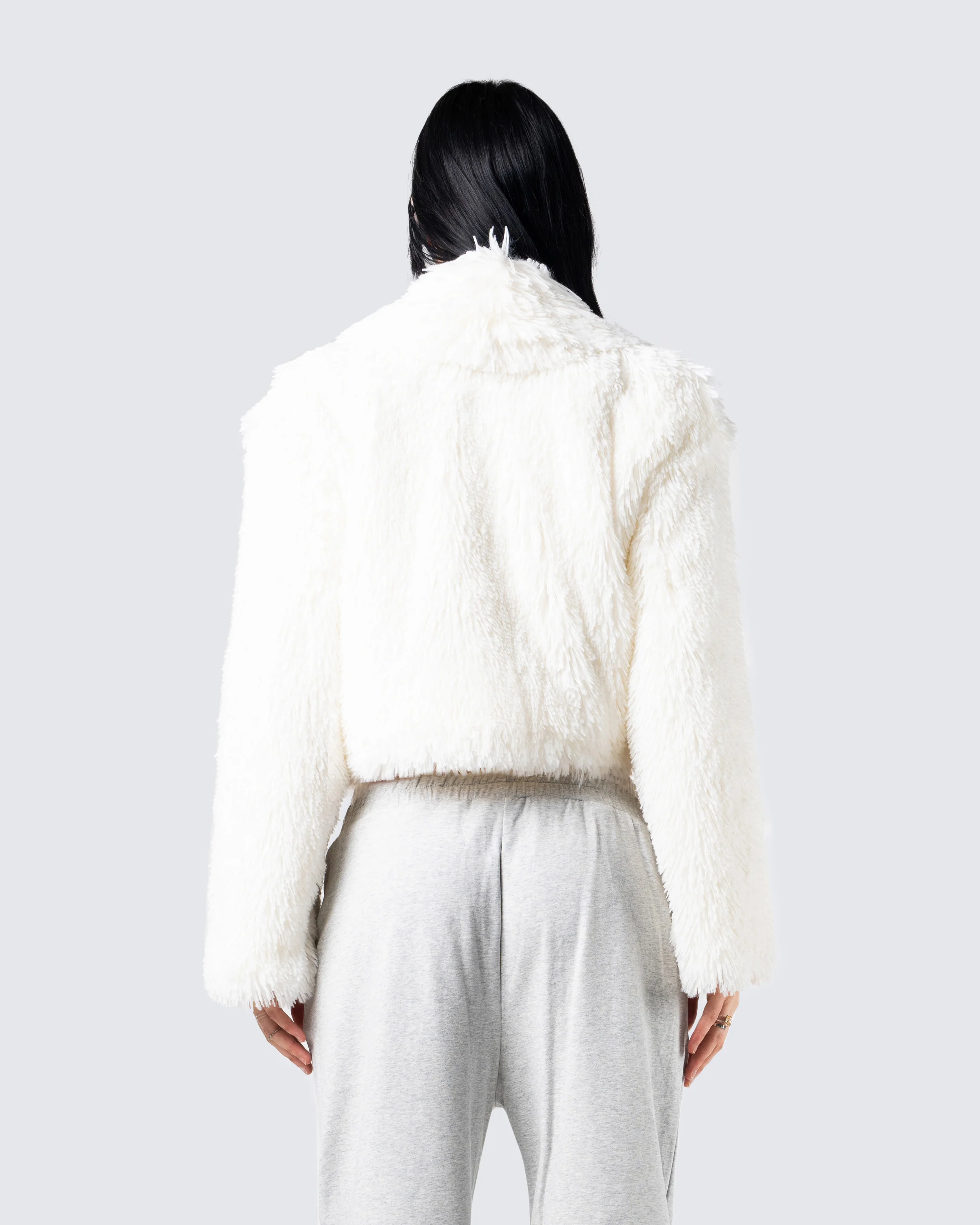 Estella Ivory Vegan Fur Coat - Image 6