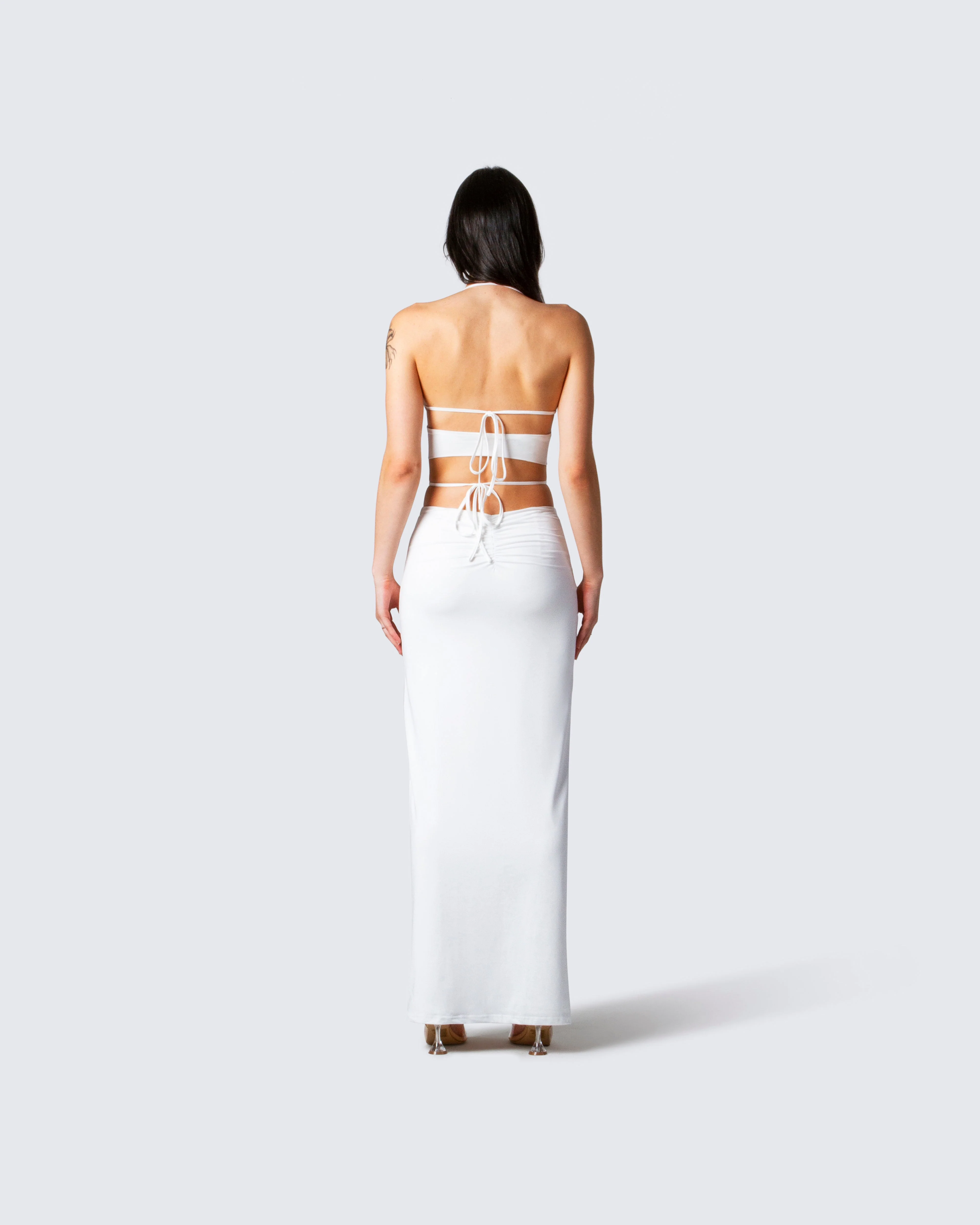 Etta White Ruched Back Skirt - Image 6