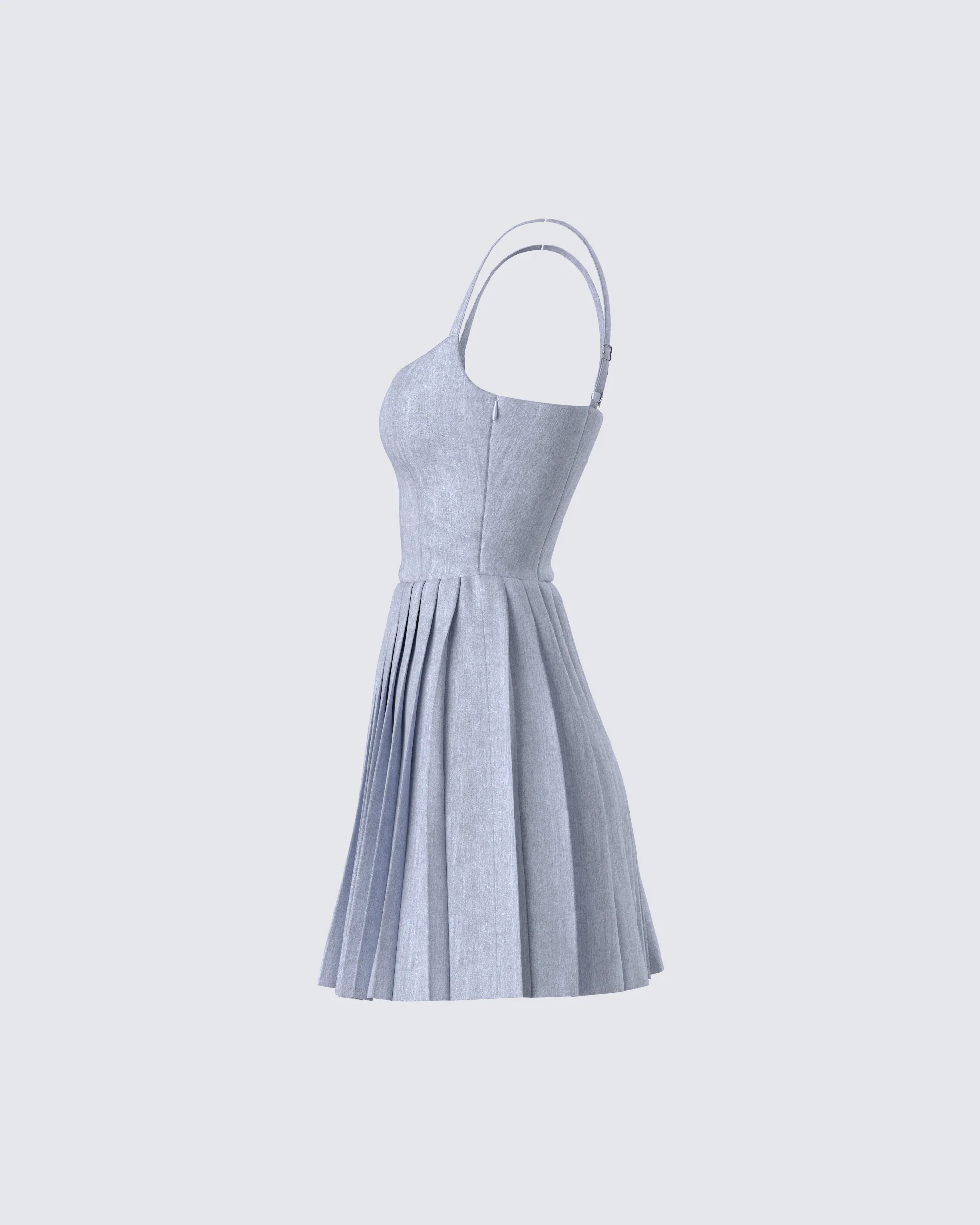 Eudora Grey Pleated Mini Dress - Image 2