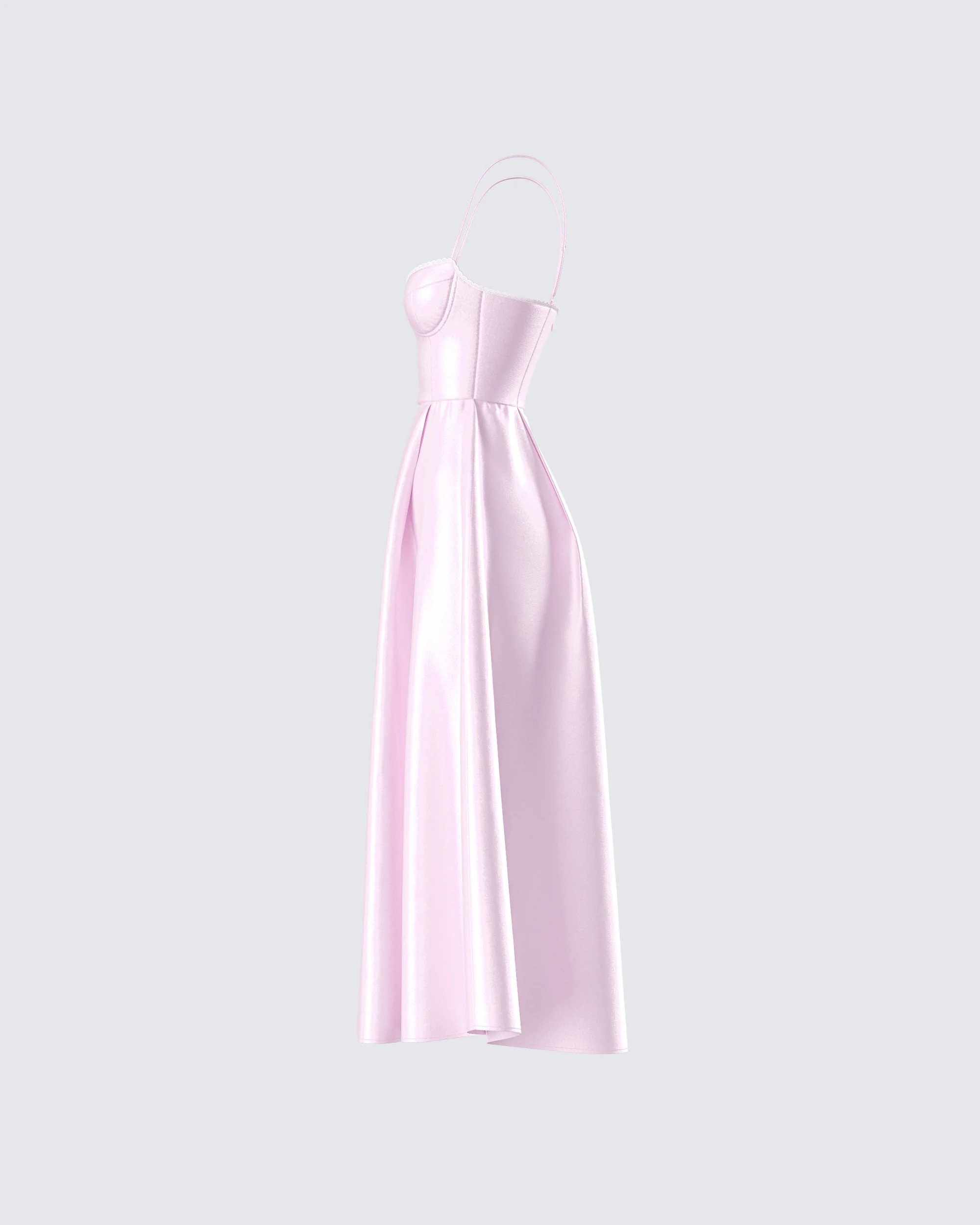 Eulla Pink Satin Midi Dress - Image 2