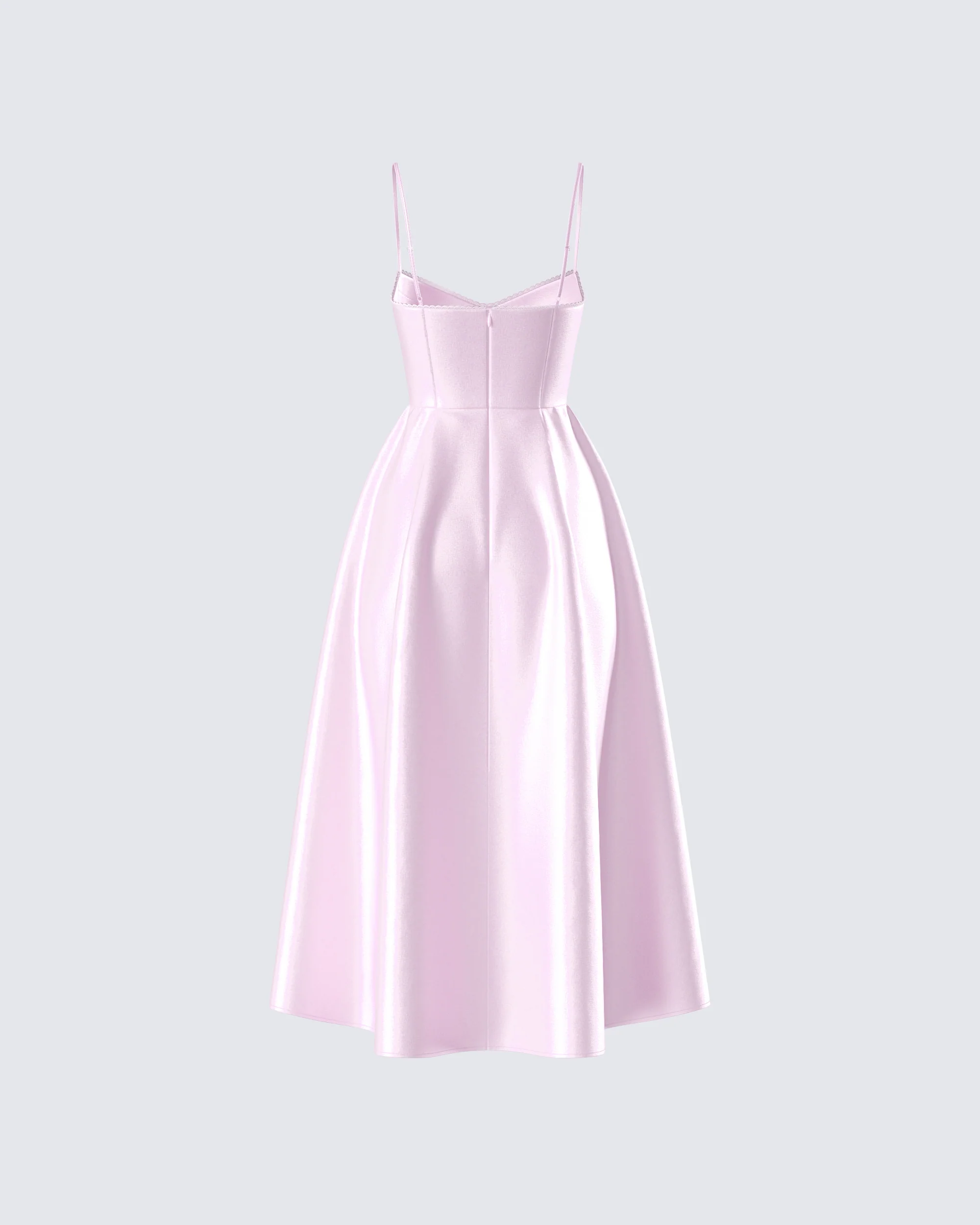 Eulla Pink Satin Midi Dress - Image 3