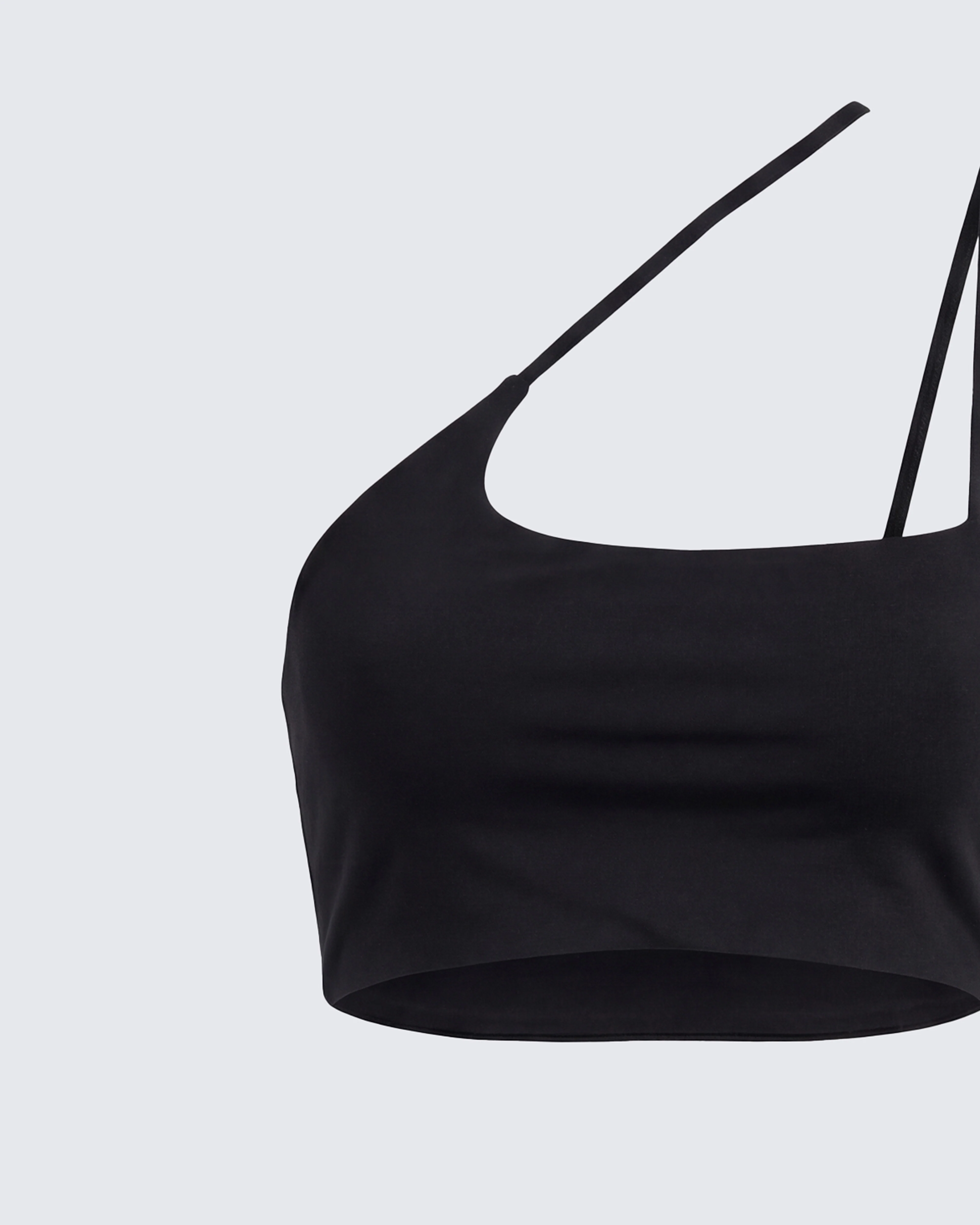 Eva Black Asymmetric Ultra Cropped Top - Image 2