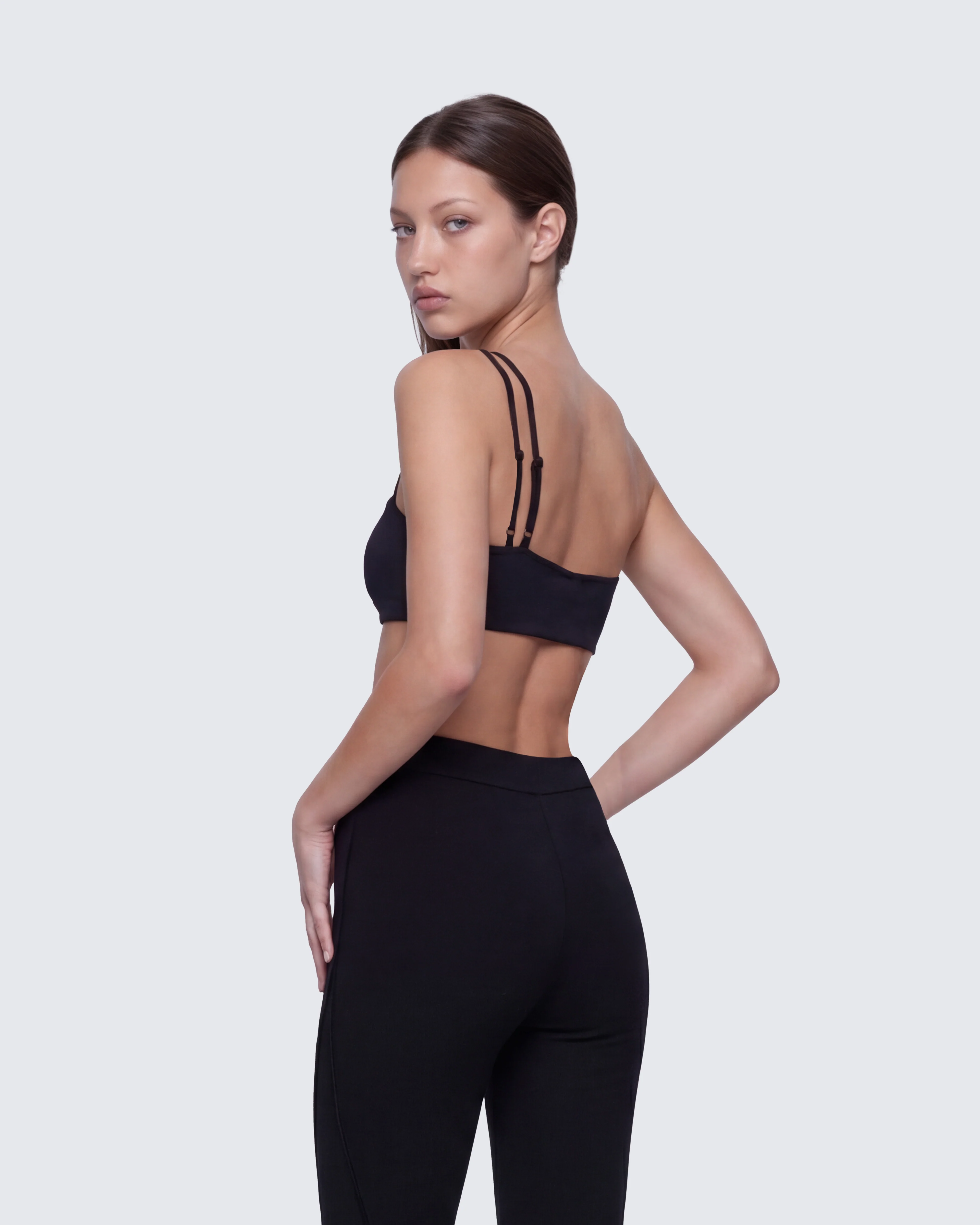Eva Black Asymmetric Ultra Cropped Top - Image 5