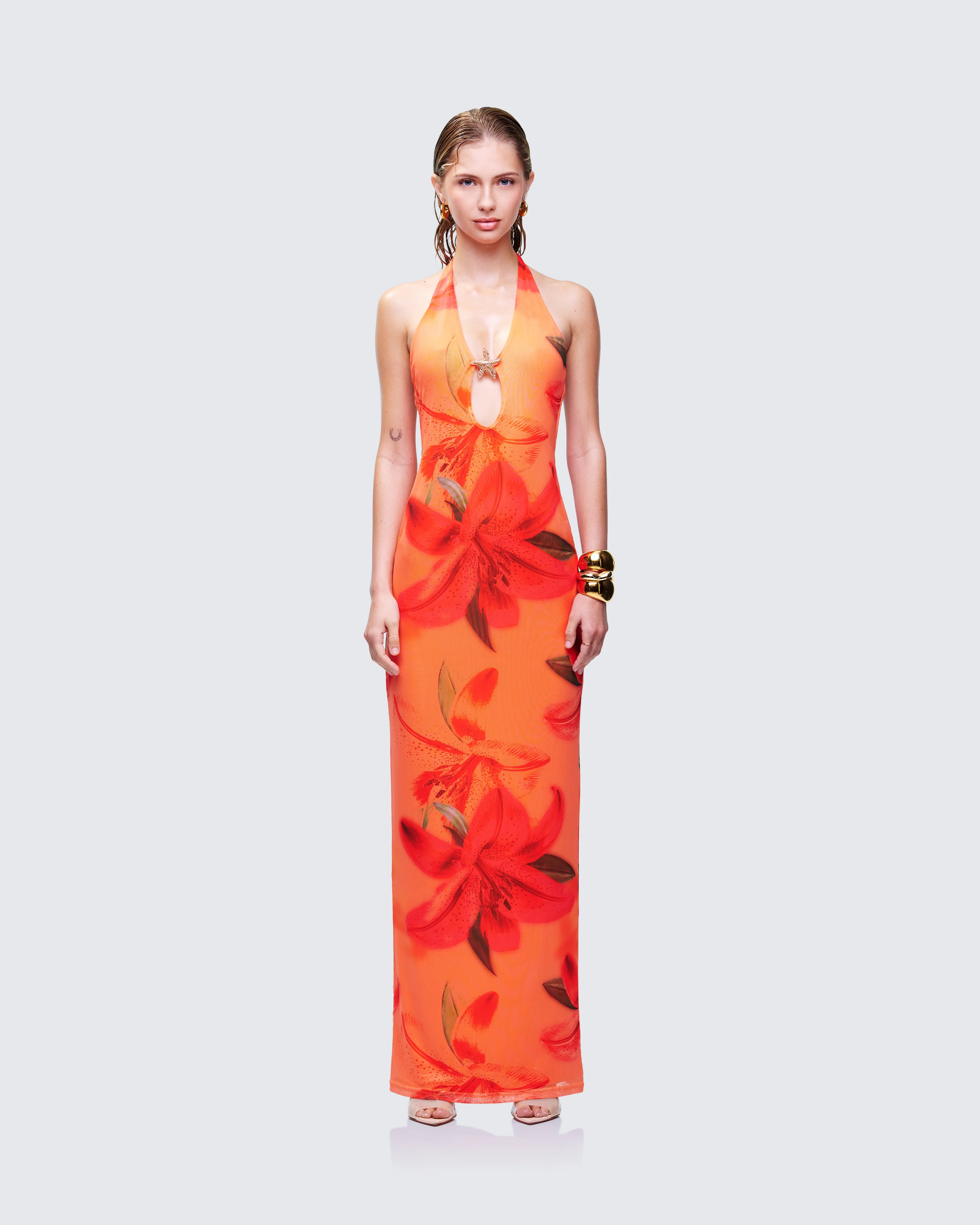Evana Multi Printed Mesh Maxi Dress - Image 2