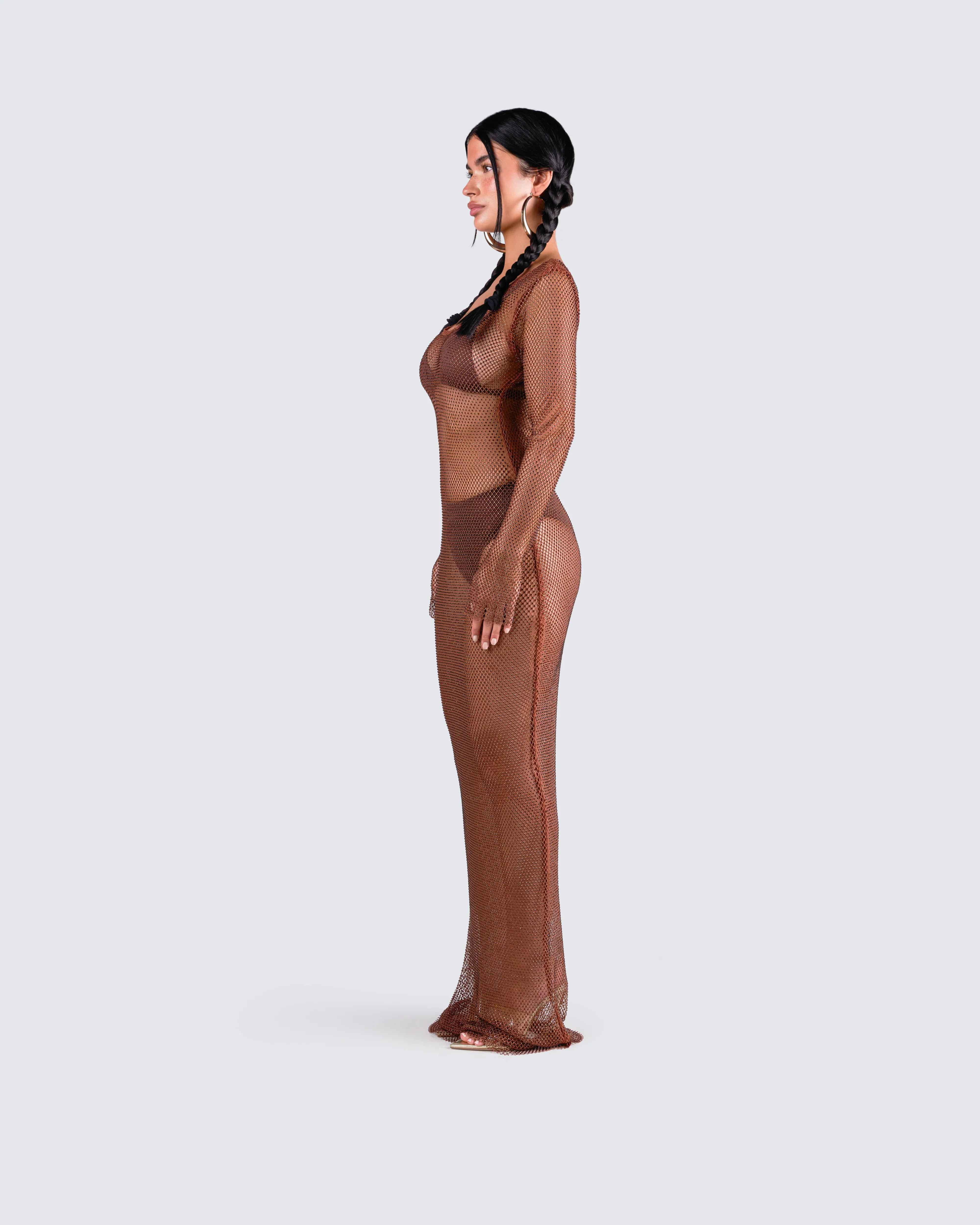 Ewa Brown Rhinestone Maxi Dress - Image 5