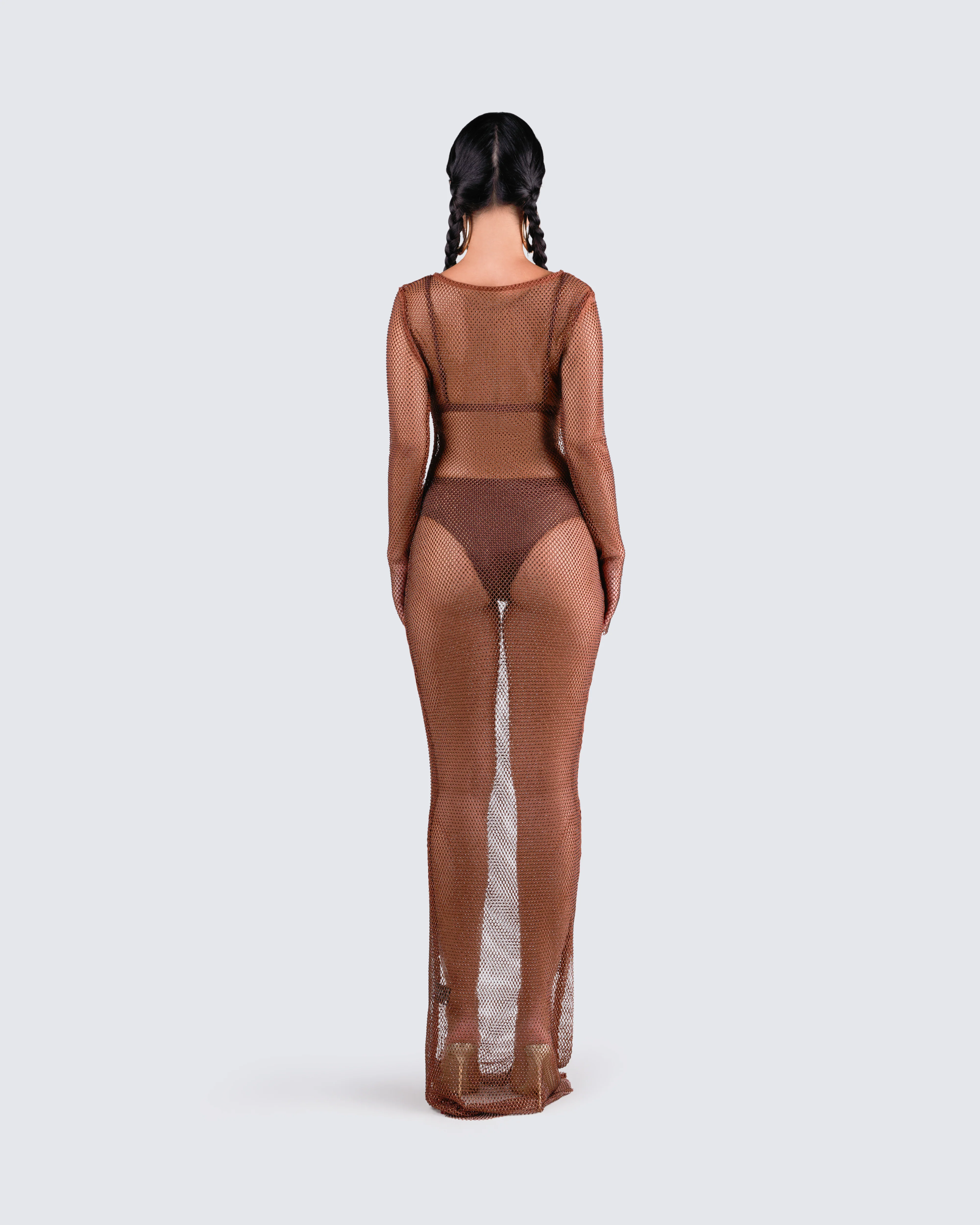 Ewa Brown Rhinestone Maxi Dress - Image 7