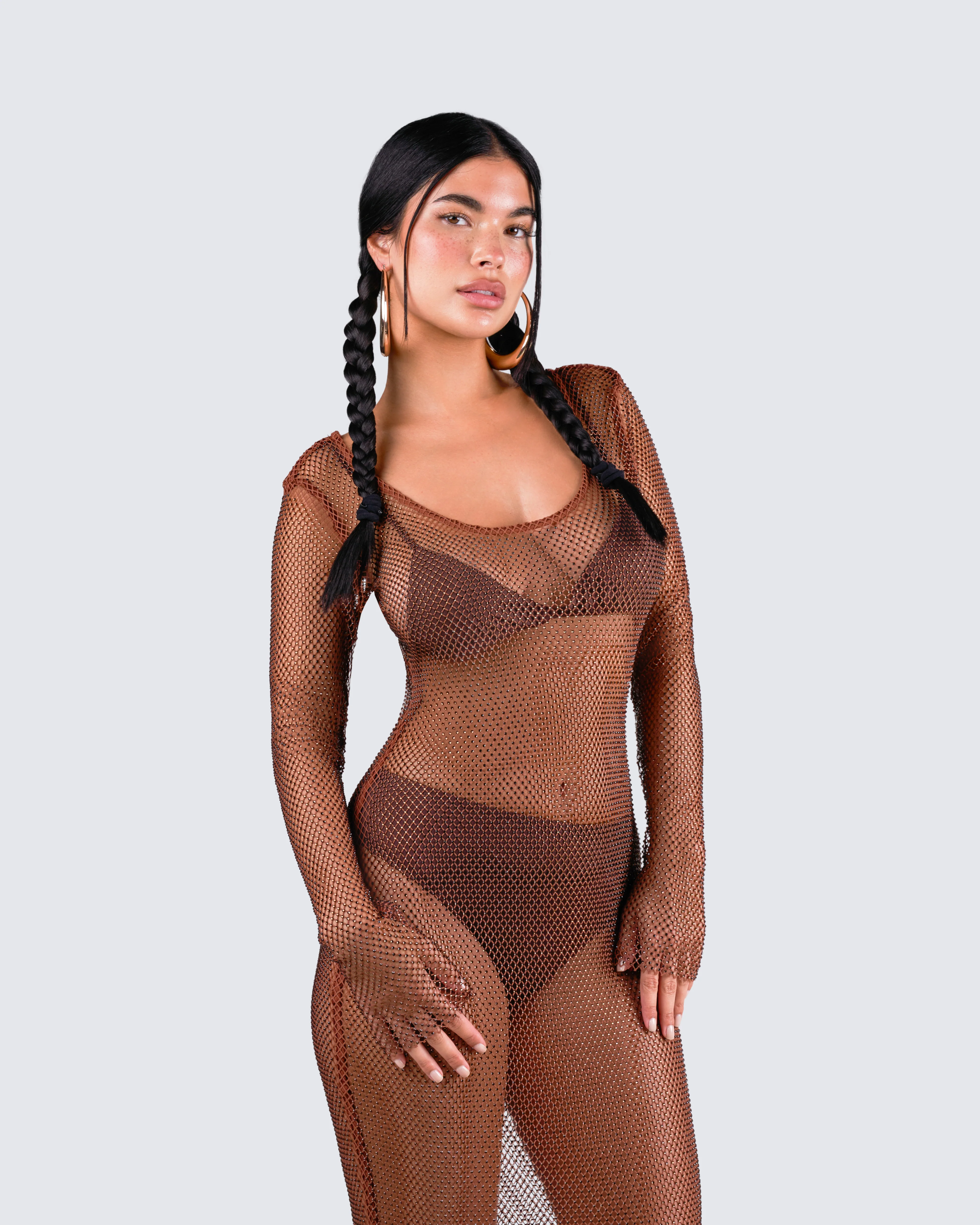 Ewa Brown Rhinestone Maxi Dress - Image 9