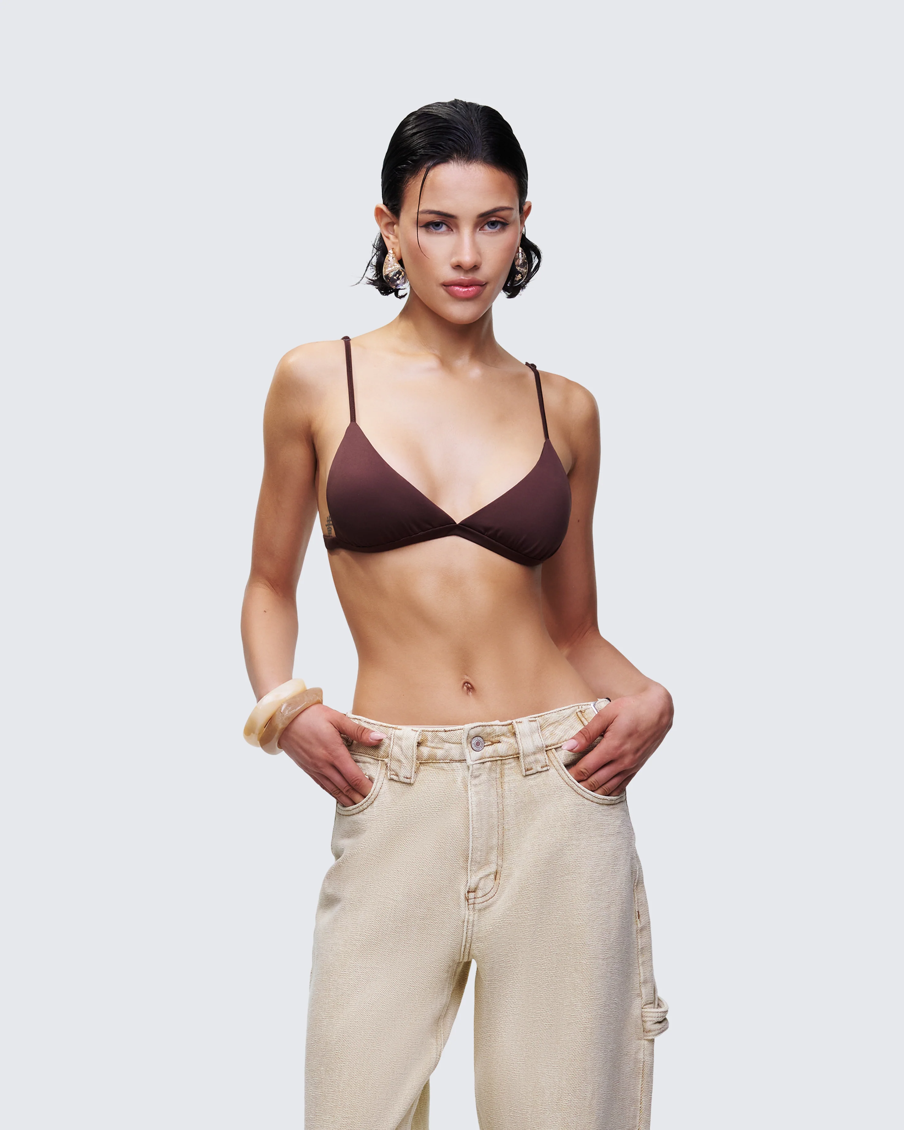 Ewa Brown Triangle Bralette Top - Image 3