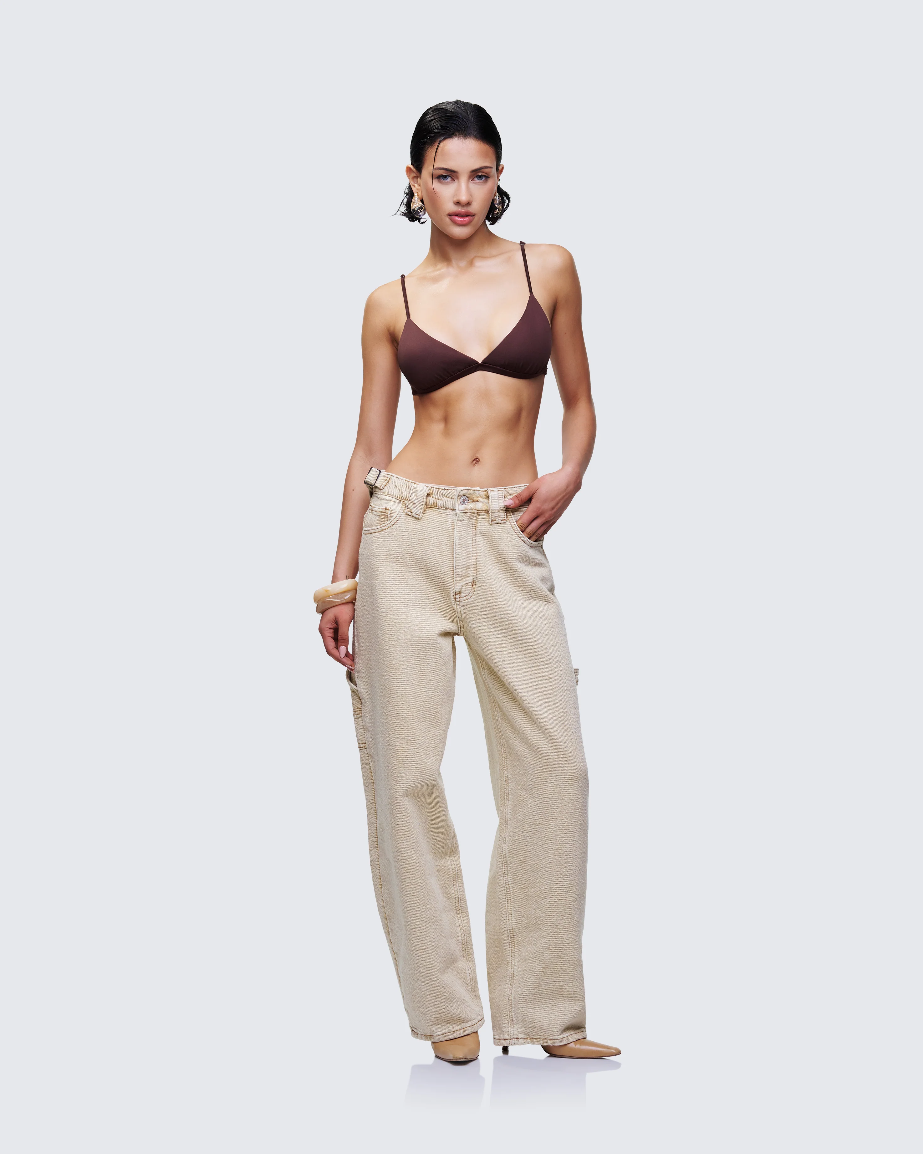 Ewa Brown Triangle Bralette Top - Image 5