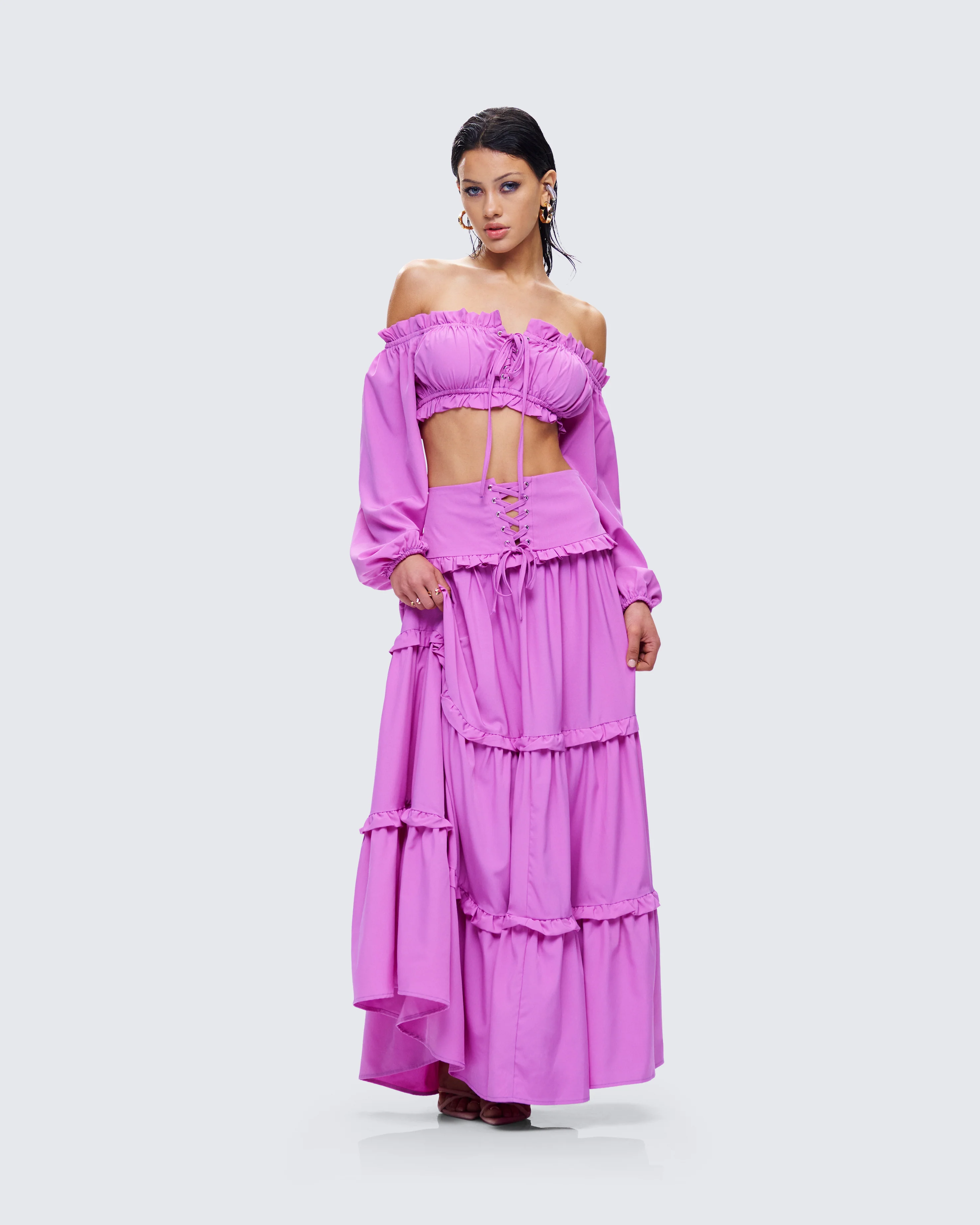 Fabiana Lilac Off Shoulder Crop Top - Image 8