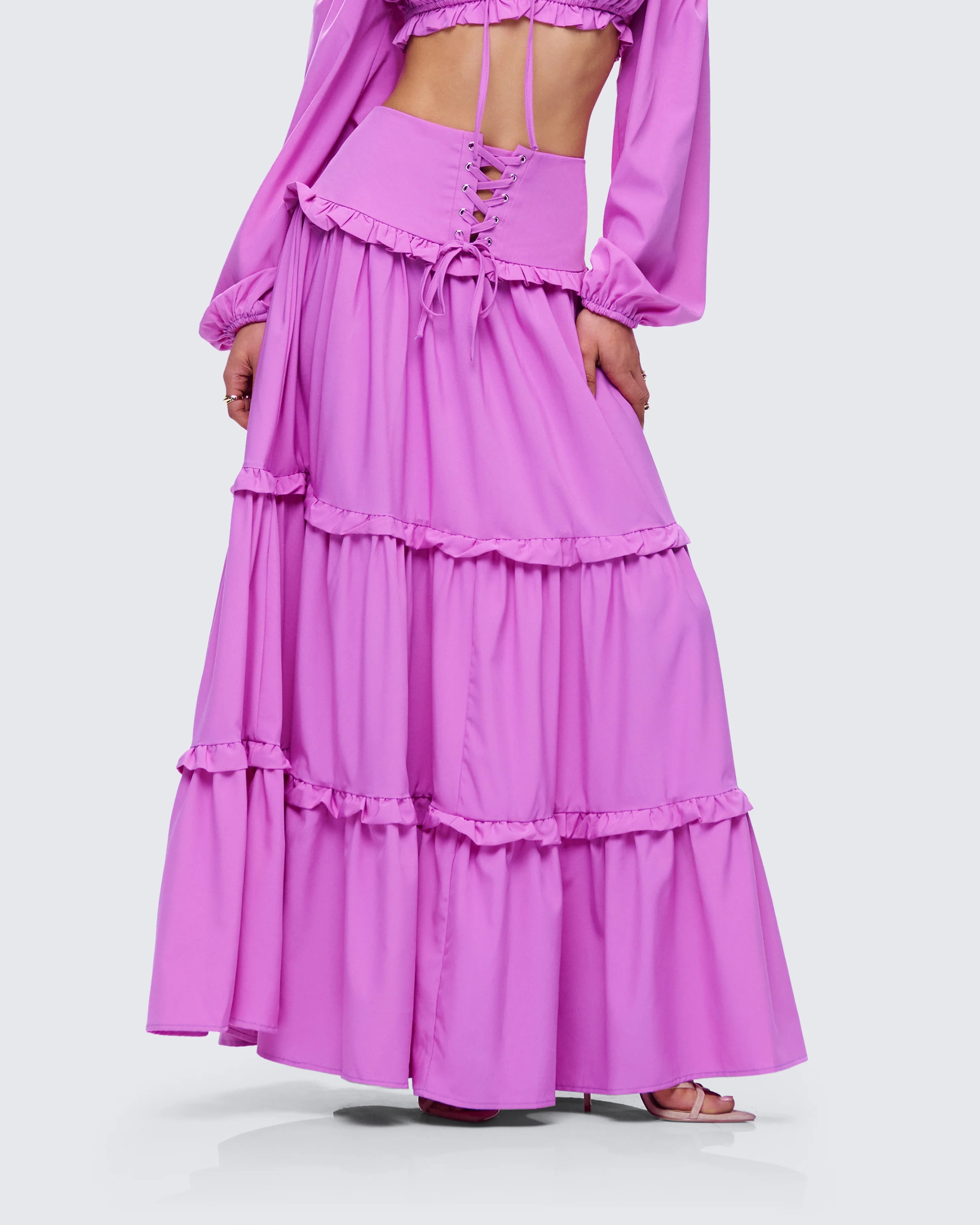 Fabiana Lilac Tiered Maxi Skirt - Image 5