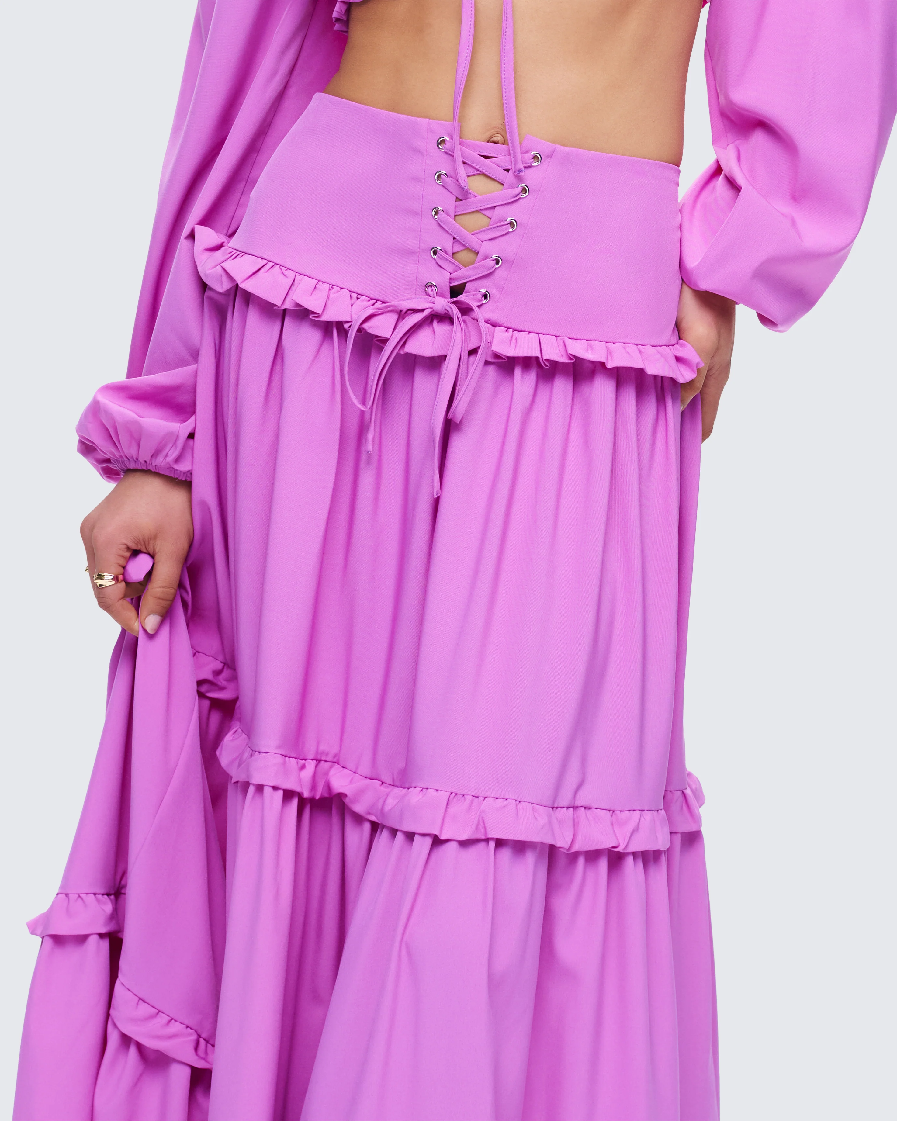 Fabiana Lilac Tiered Maxi Skirt - Image 7