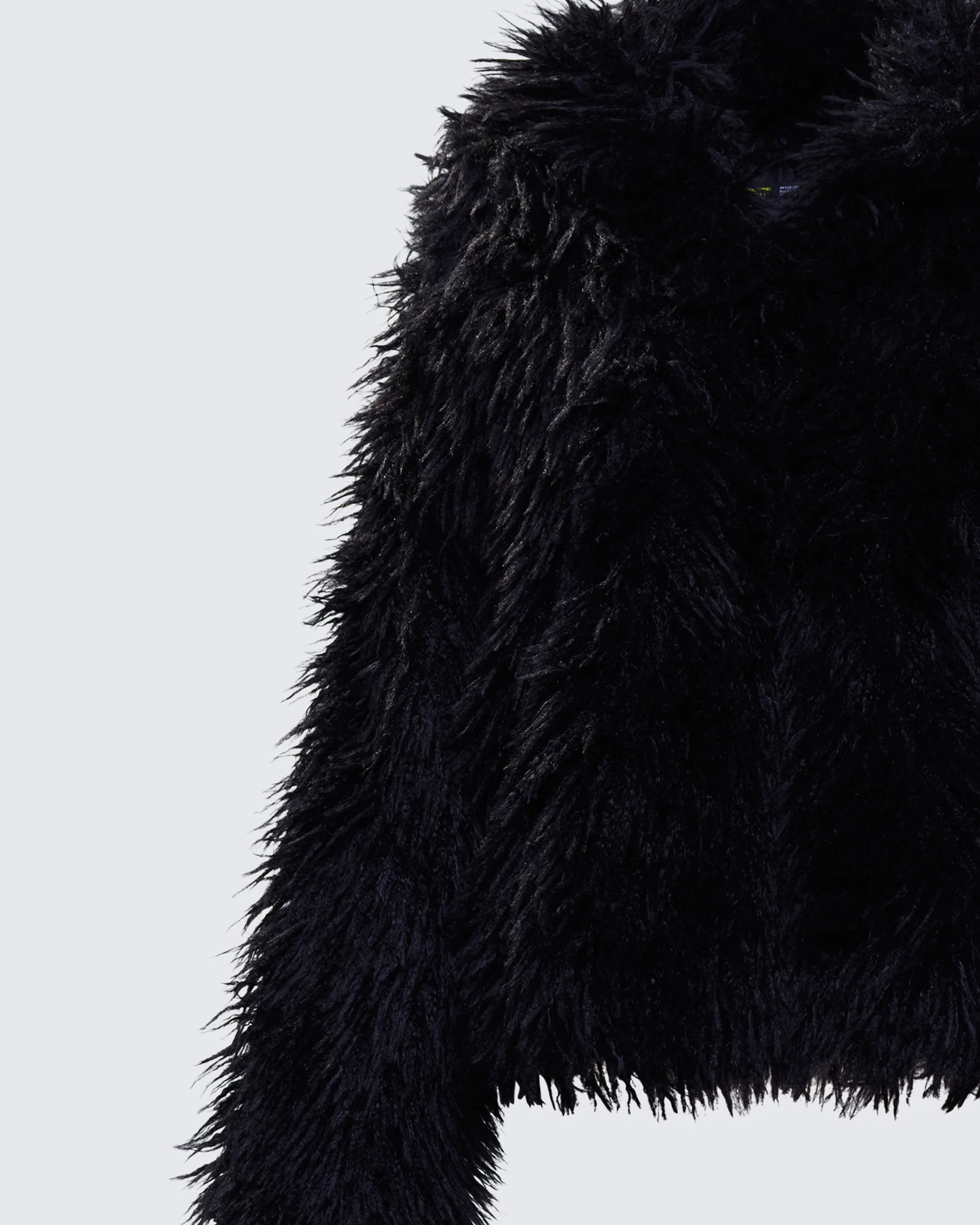 Fae Black Boxy Faux Fur Coat - Image 6