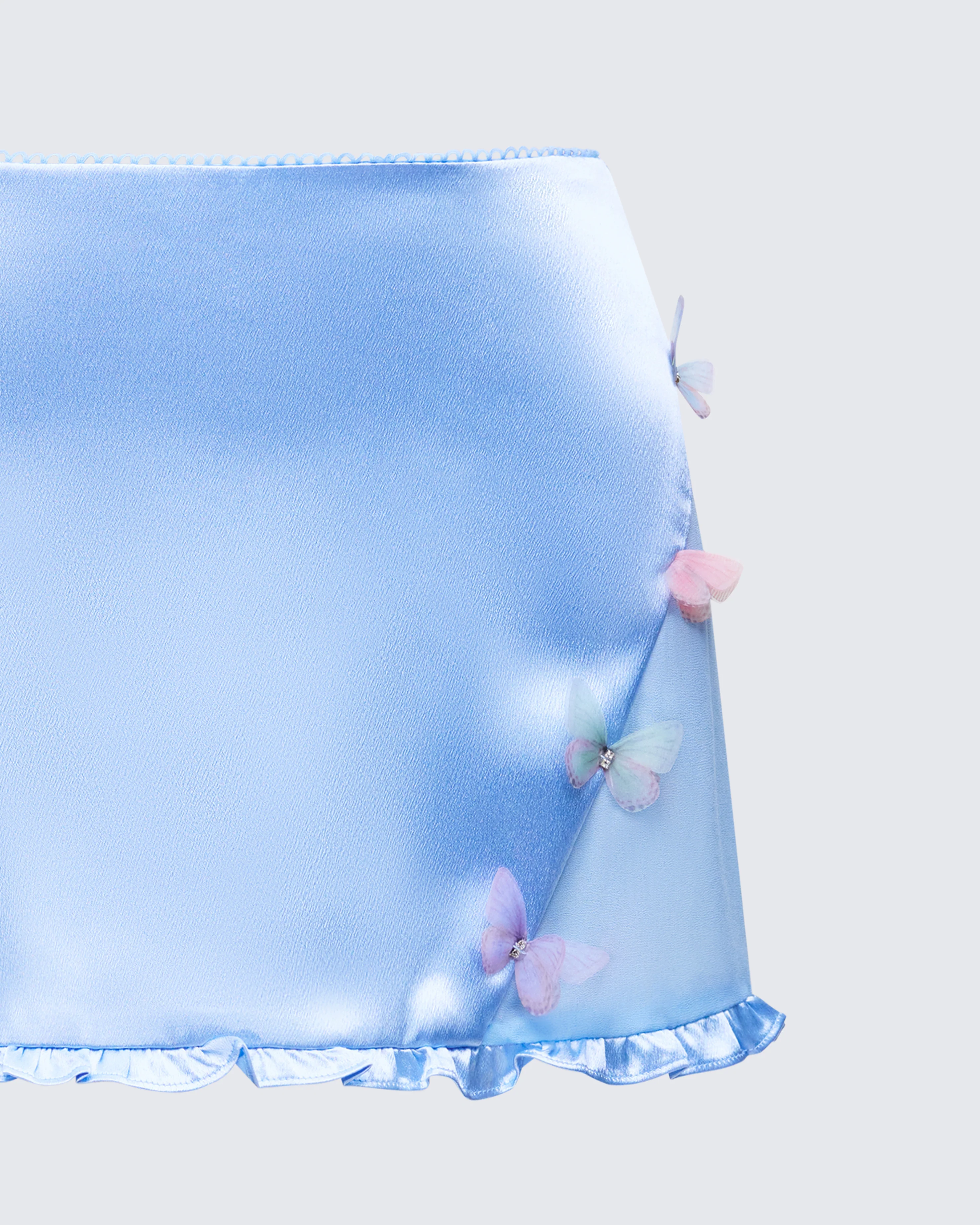 Faelina Blue Satin Butterfly Skirt - Image 6