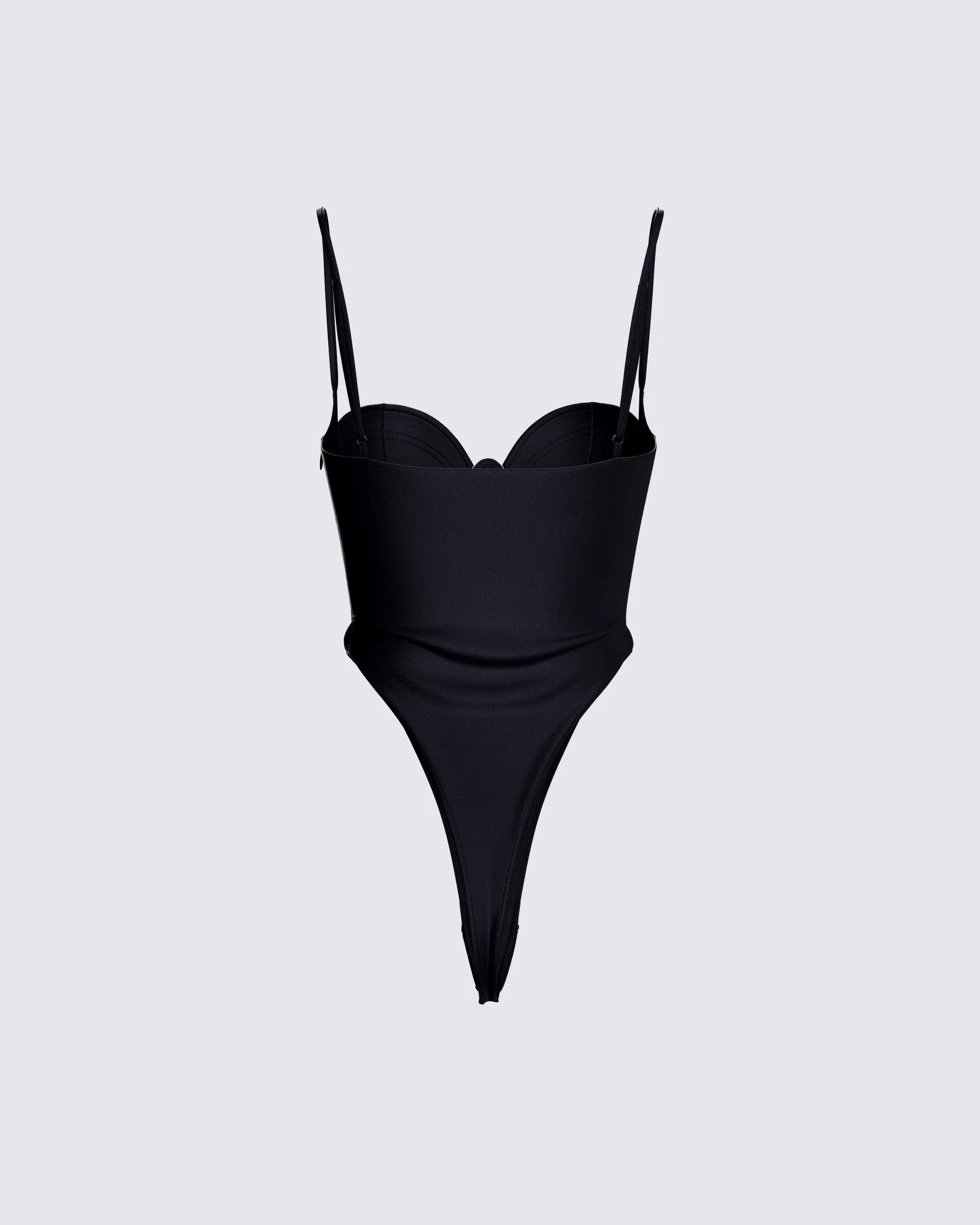 Fara Black Satin Corseted Bodysuit - Image 3