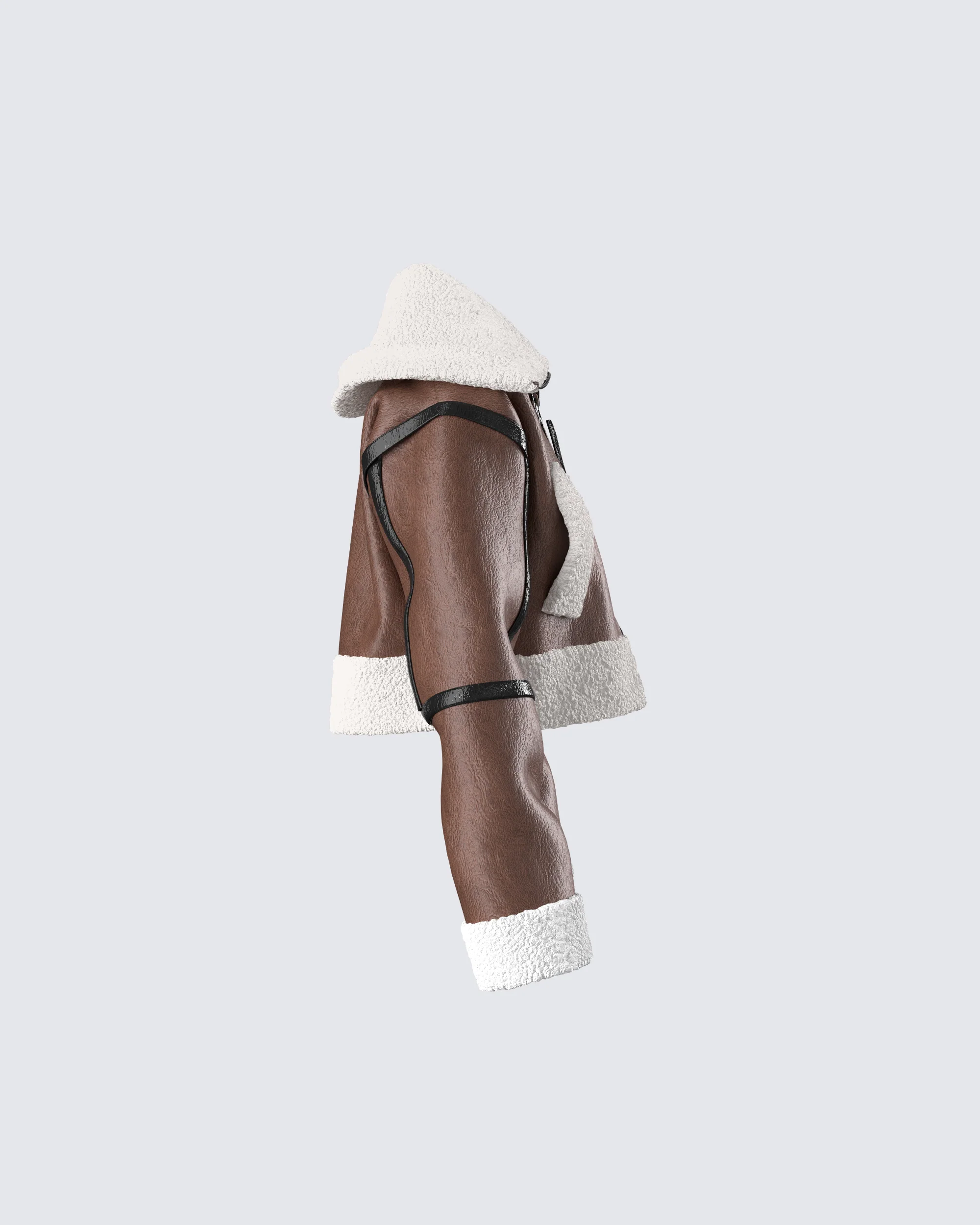 Farah Brown Vegan Leather Bomber - Image 2