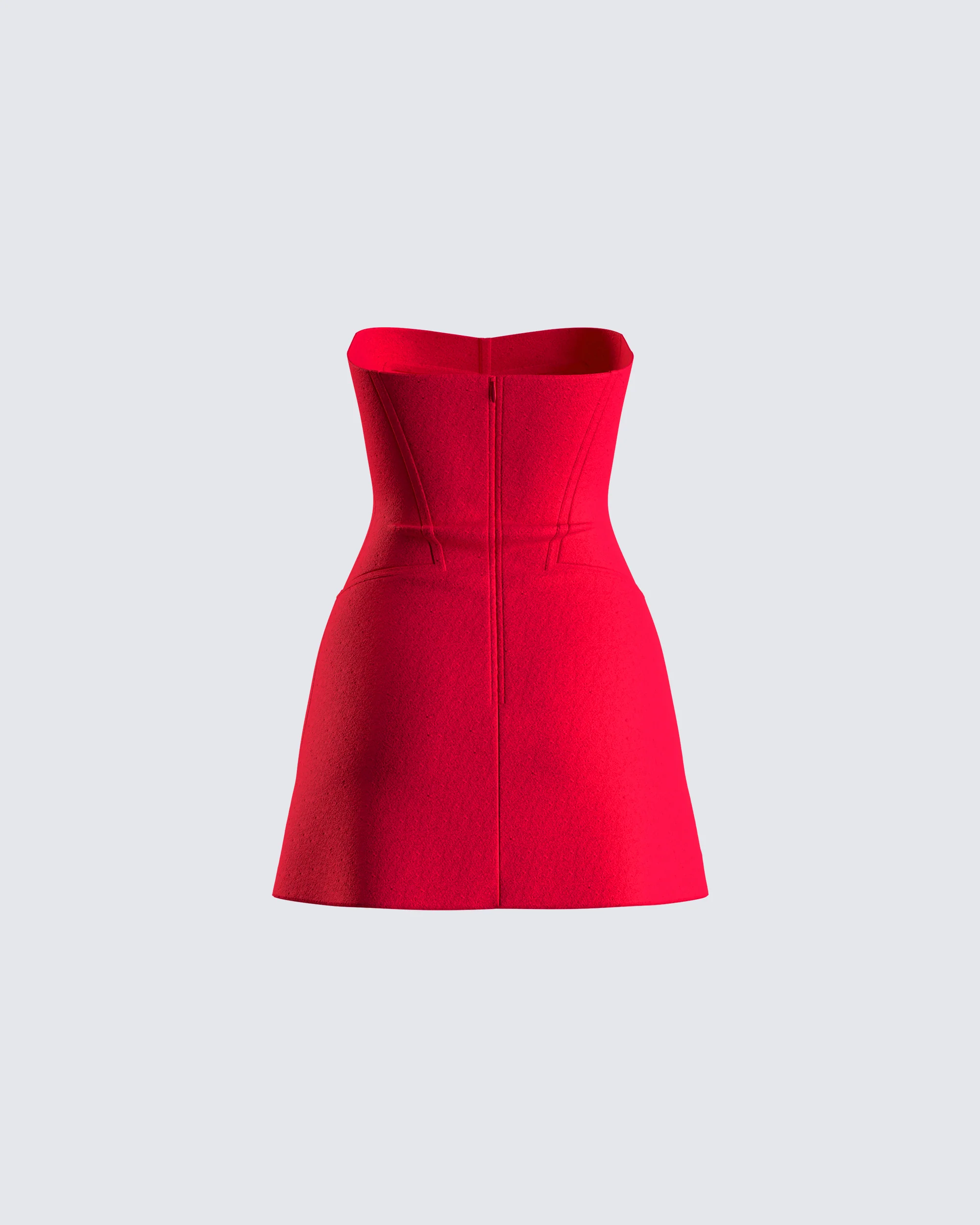 Farida Red Strapless Mini Dress - Image 3