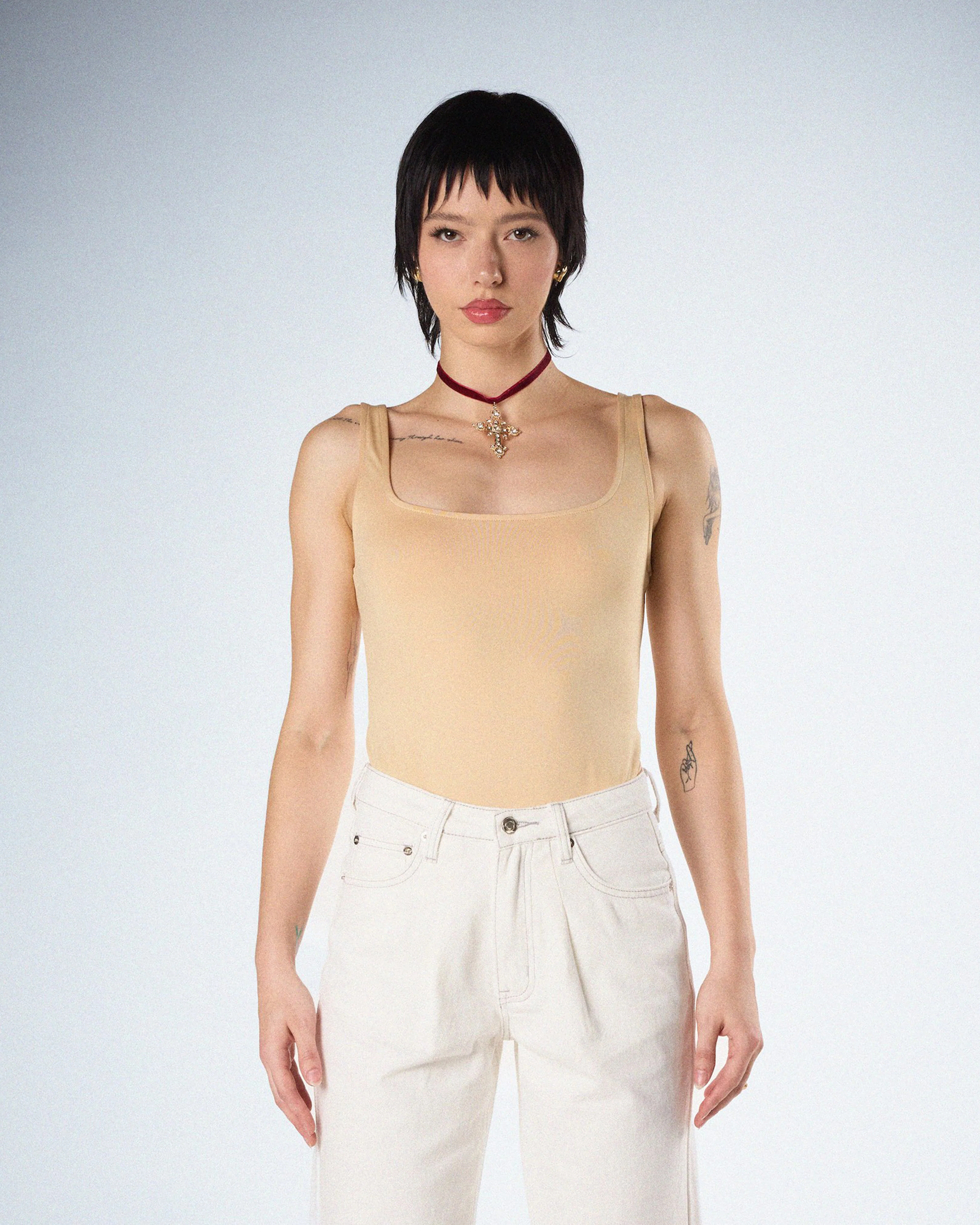 Fatima Beige Tank Bodysuit - Image 4