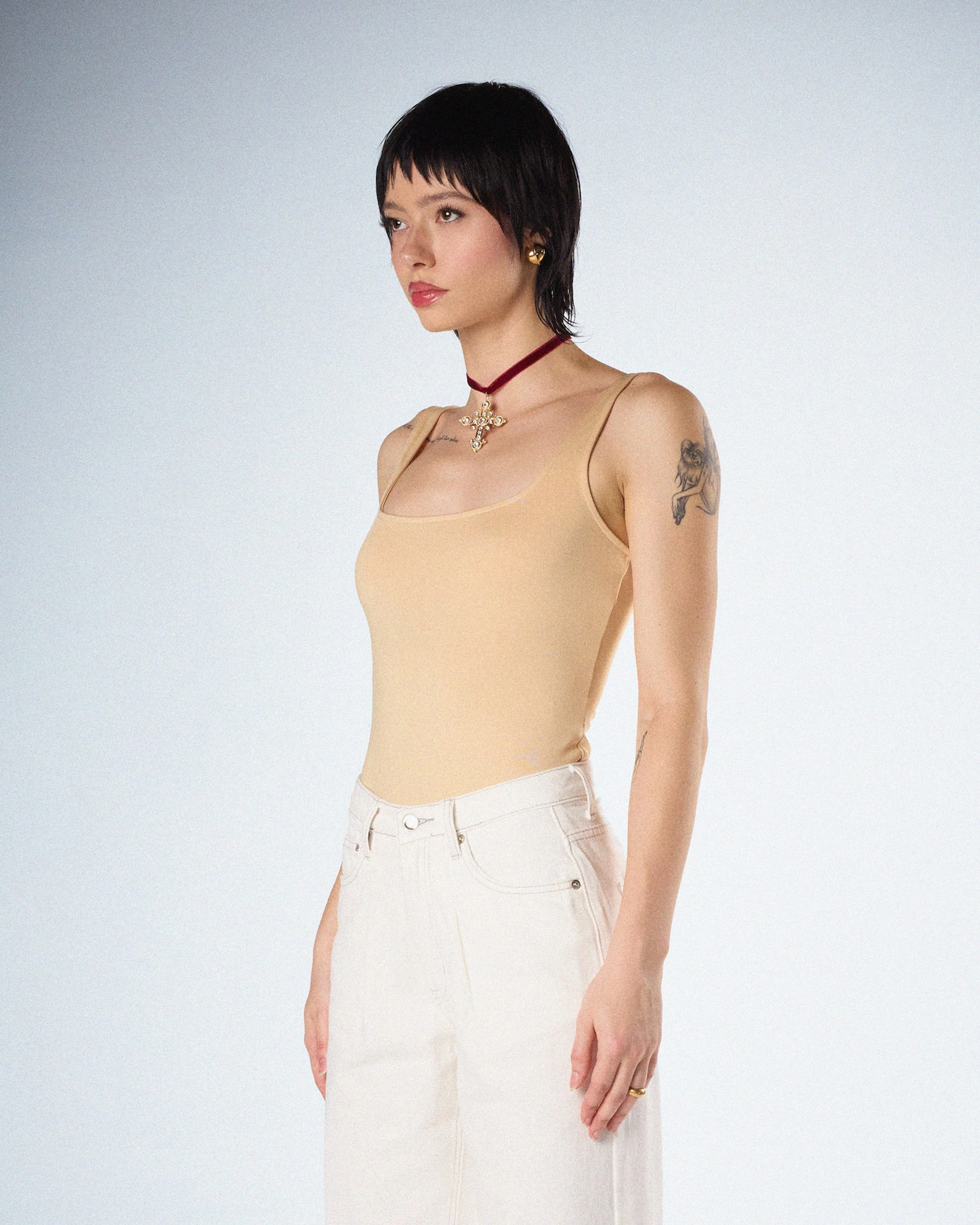 Fatima Beige Tank Bodysuit - Image 5