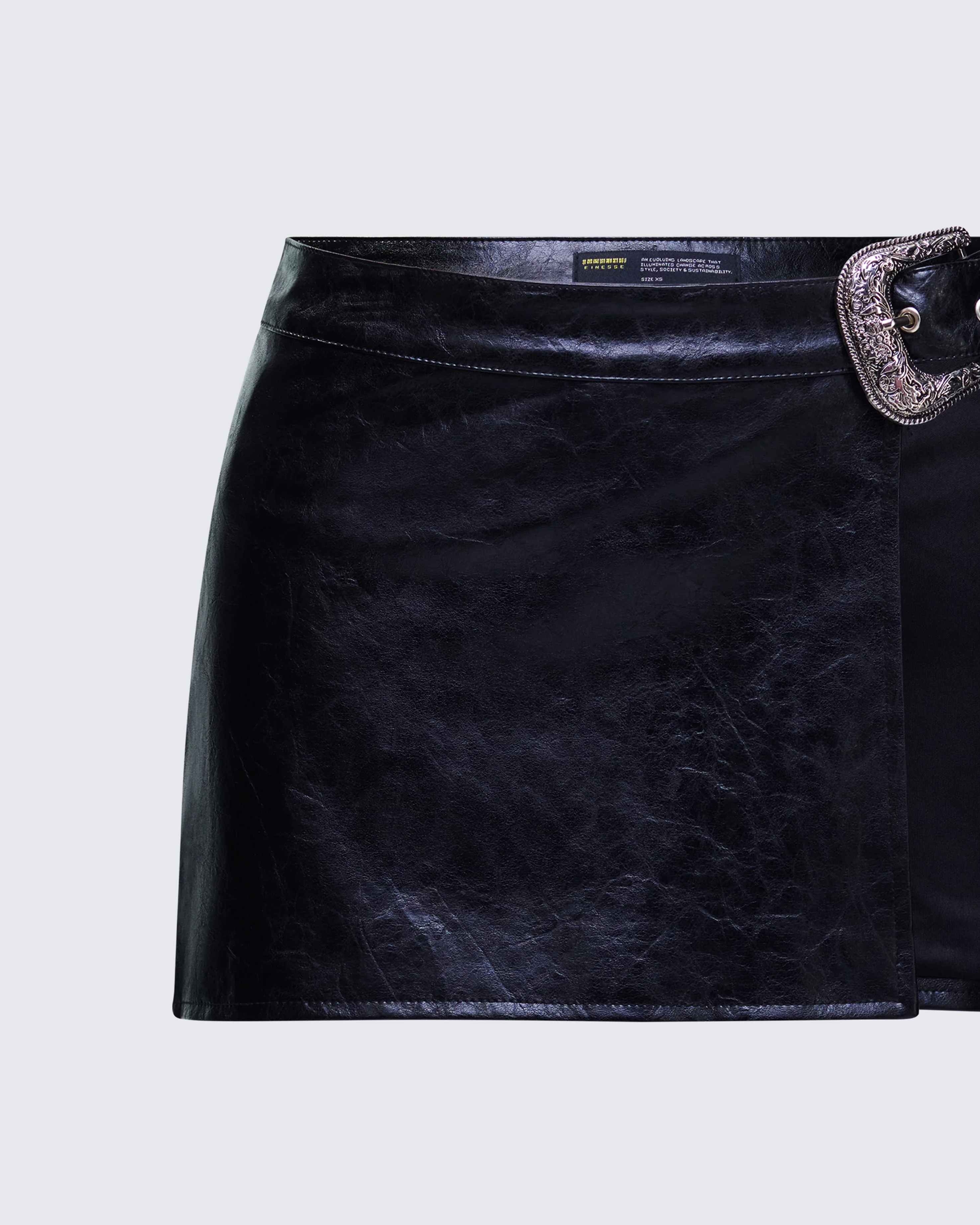 Fern Black Vegan Leather Mini Skirt - Image 6