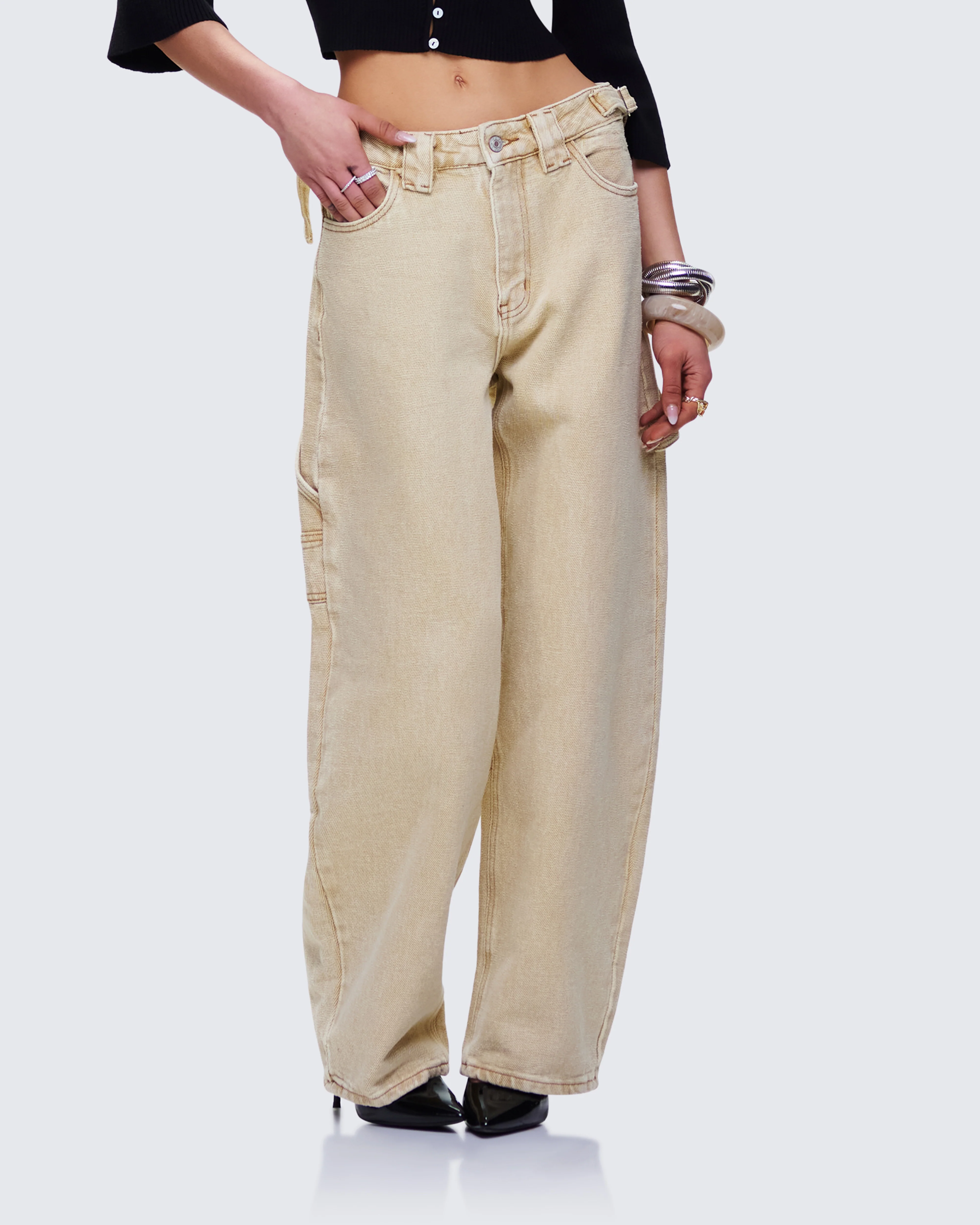Finola Tan Washed Twill Handy Pant - Image 3