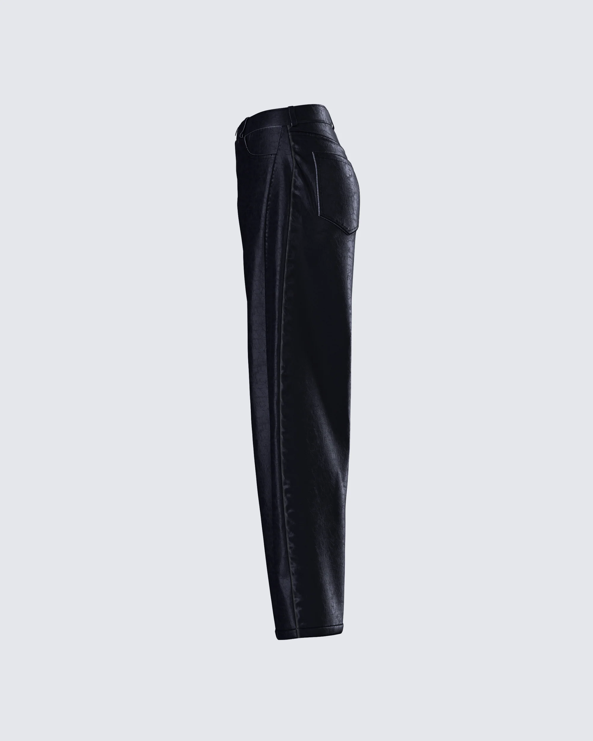 Flavia Black Vegan Leather Barrel Pant - Image 2