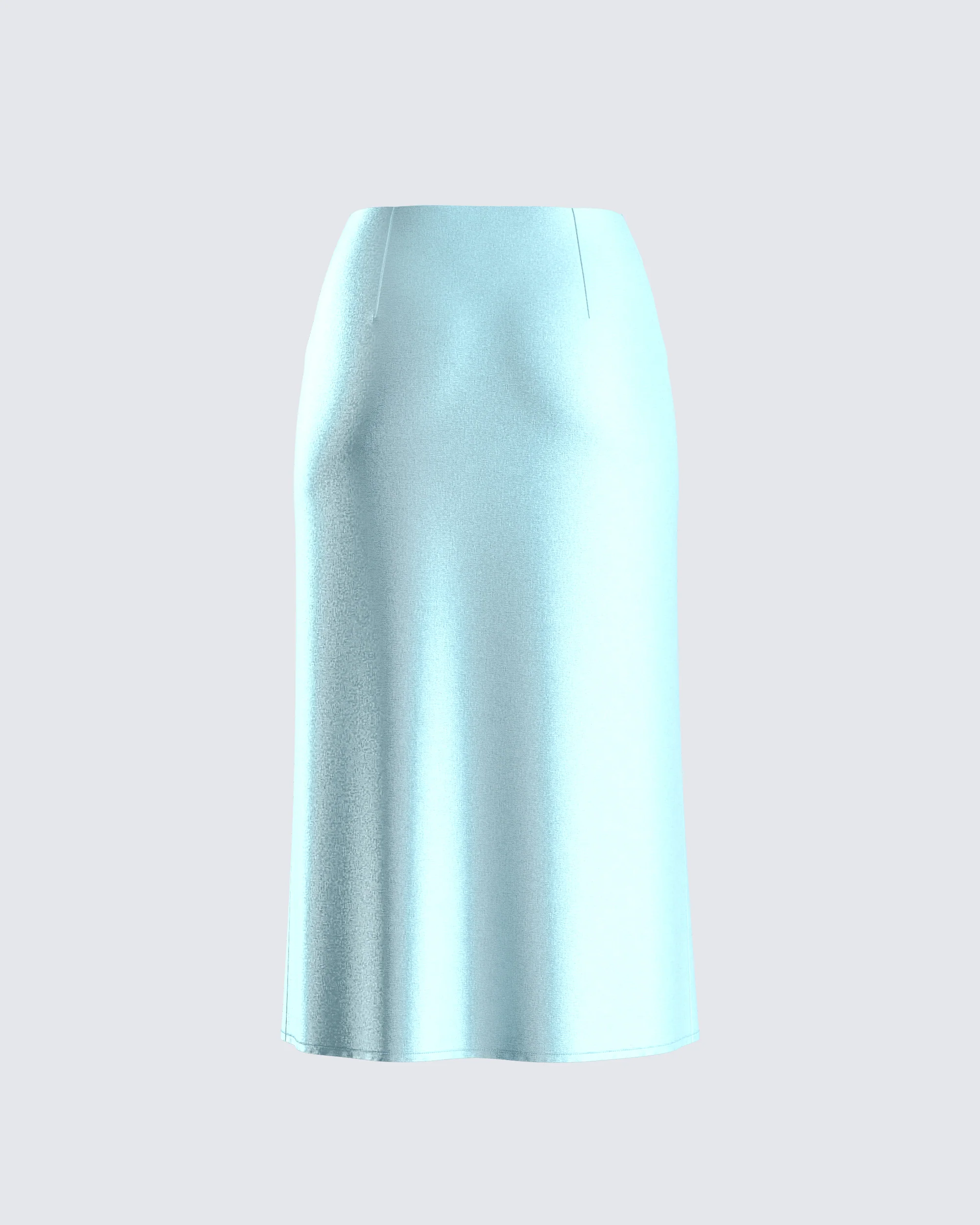 Florie Aqua Satin Midi Skirt - Image 3