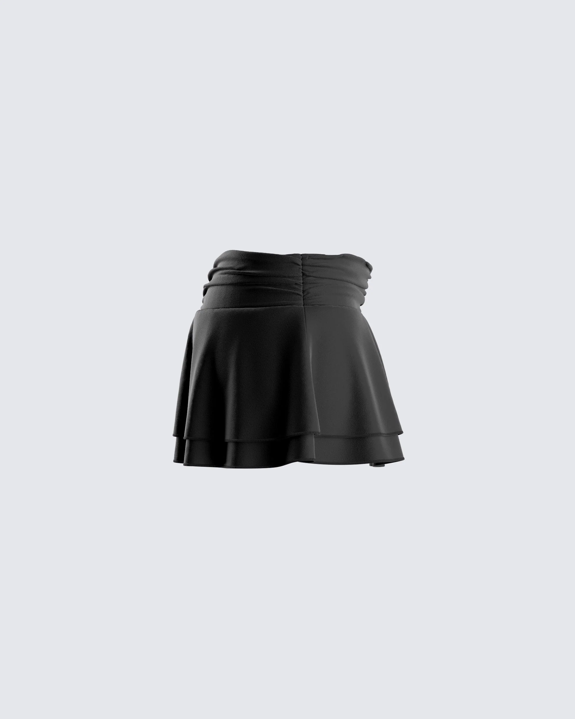 Freya Black Shirred Mini Skirt - Image 2