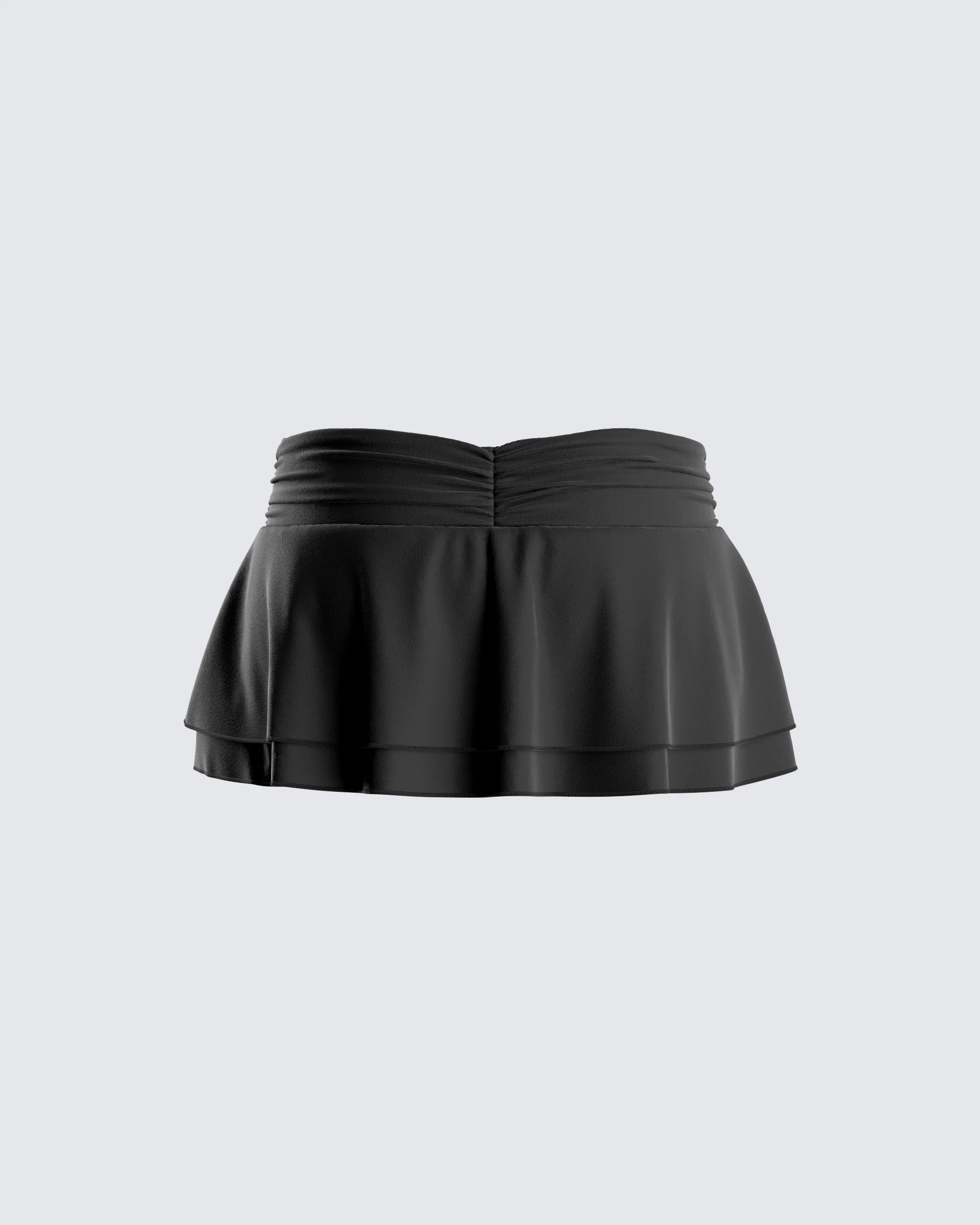 Freya Black Shirred Mini Skirt - Image 3