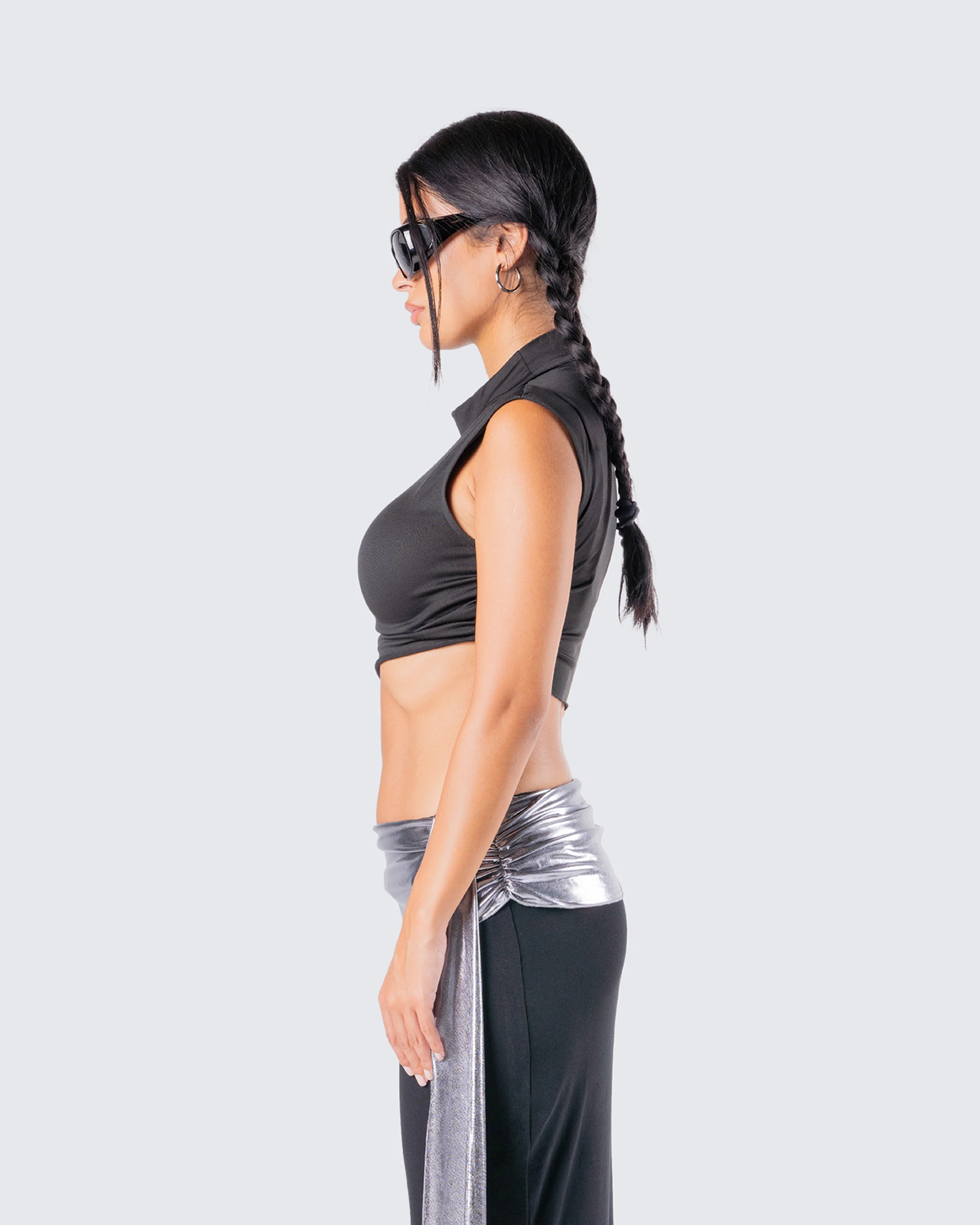 Freya Black Turtleneck Crop Top - Image 6
