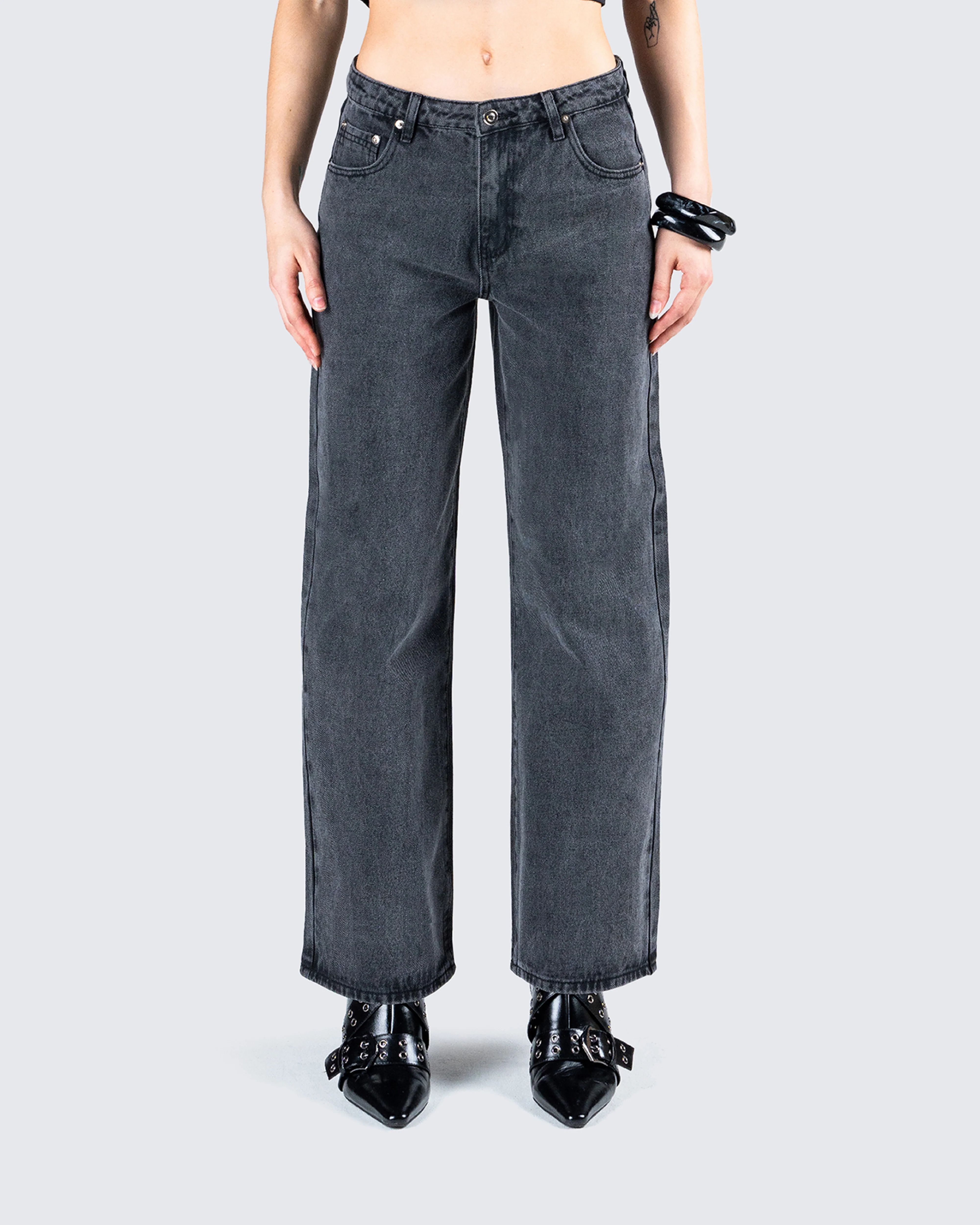 Frieda Grey Denim Wide Leg Jean - Image 4