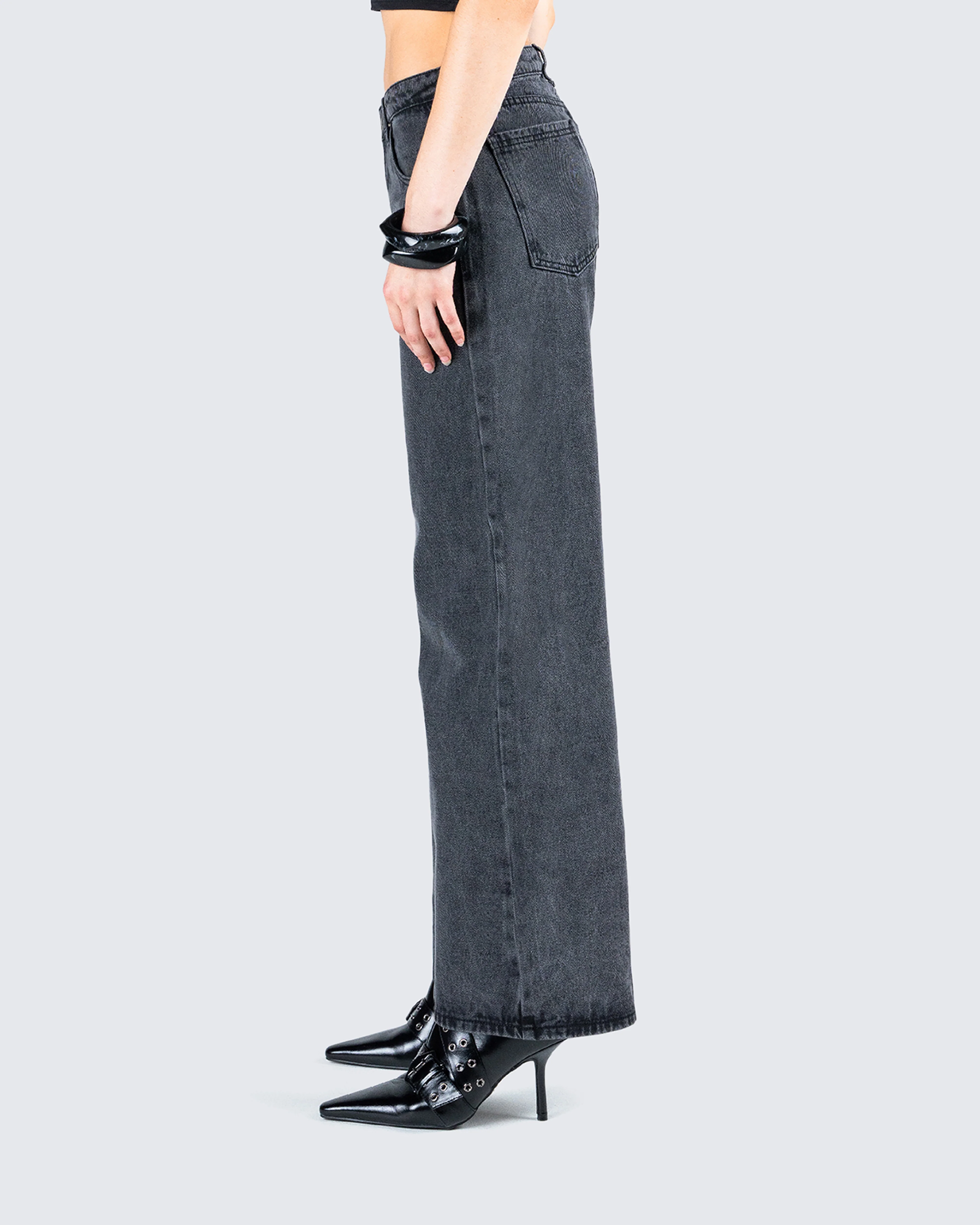 Frieda Grey Denim Wide Leg Jean - Image 6