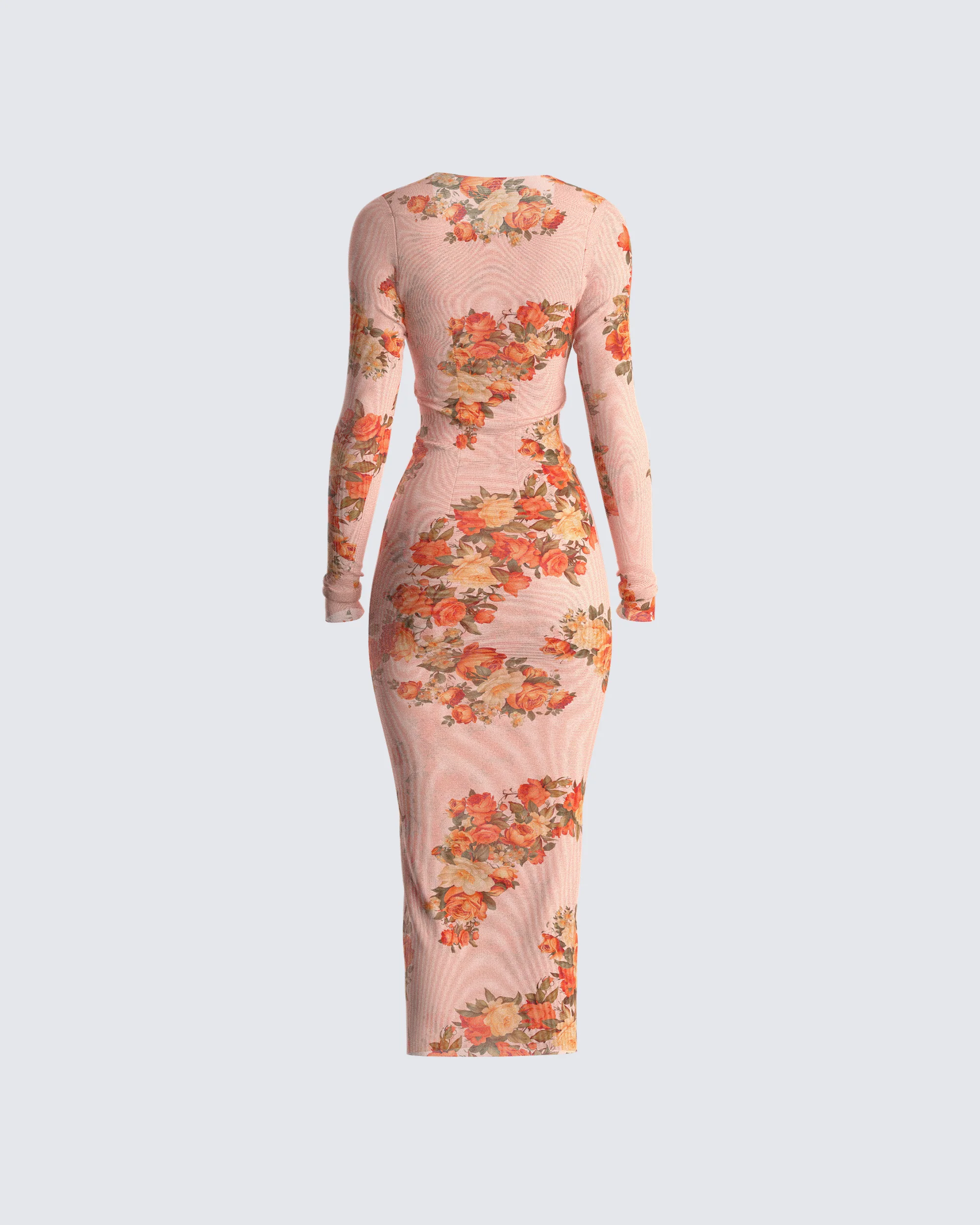 Gardenia Rose Print Mesh Midi Dress - Image 3