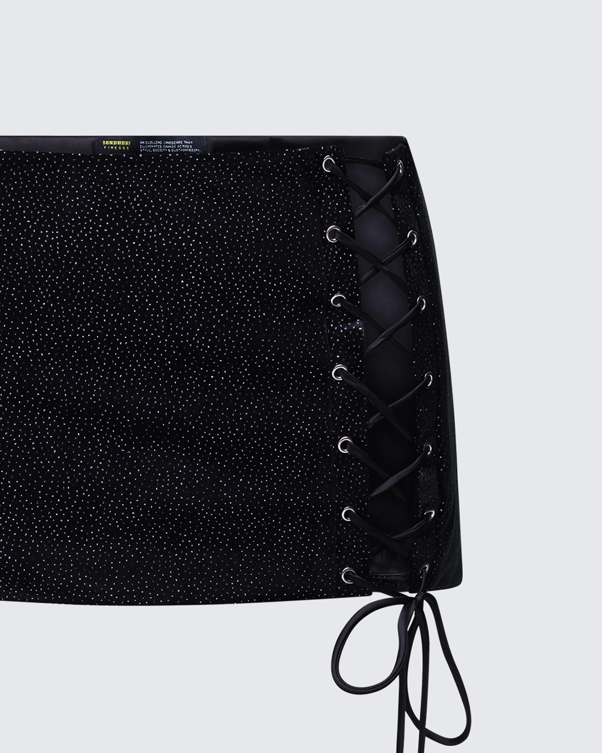 Ginan Black Glitter Velvet Mini Skirt - Image 6