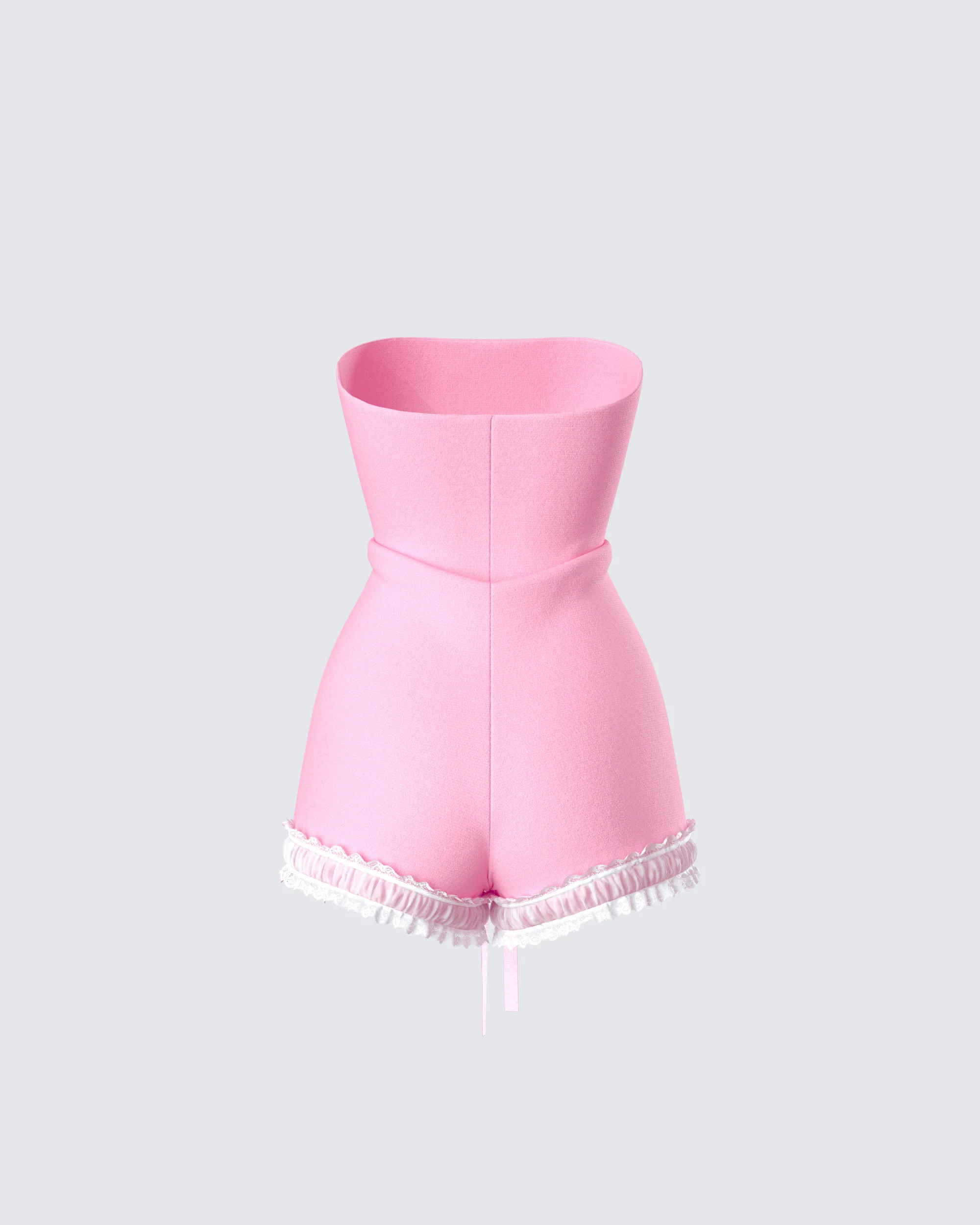 Gita Pink Bow Strapless Romper - Image 3