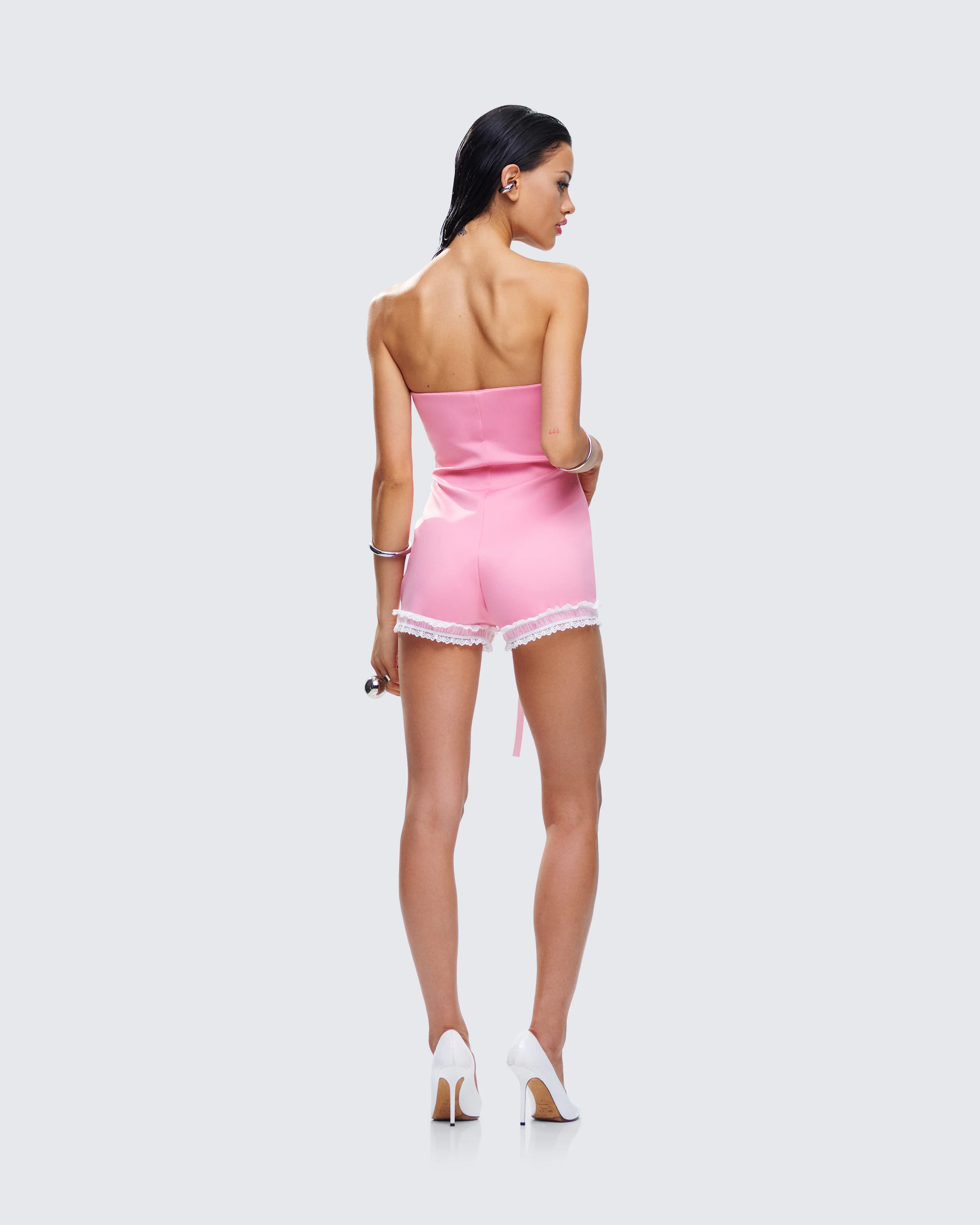 Gita Pink Bow Strapless Romper - Image 7