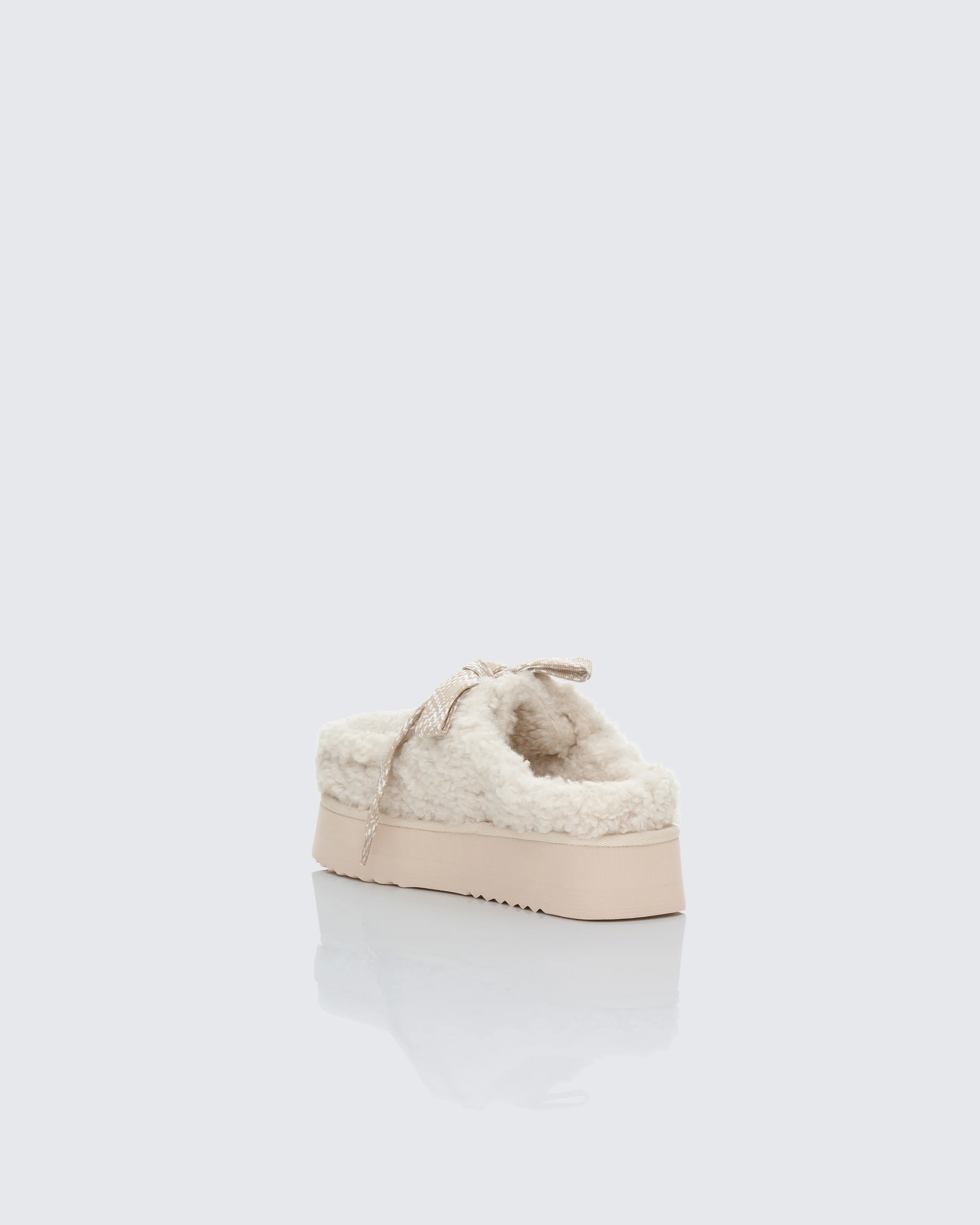 Goldie Cream Fur Chunky Laced Mule - Image 3