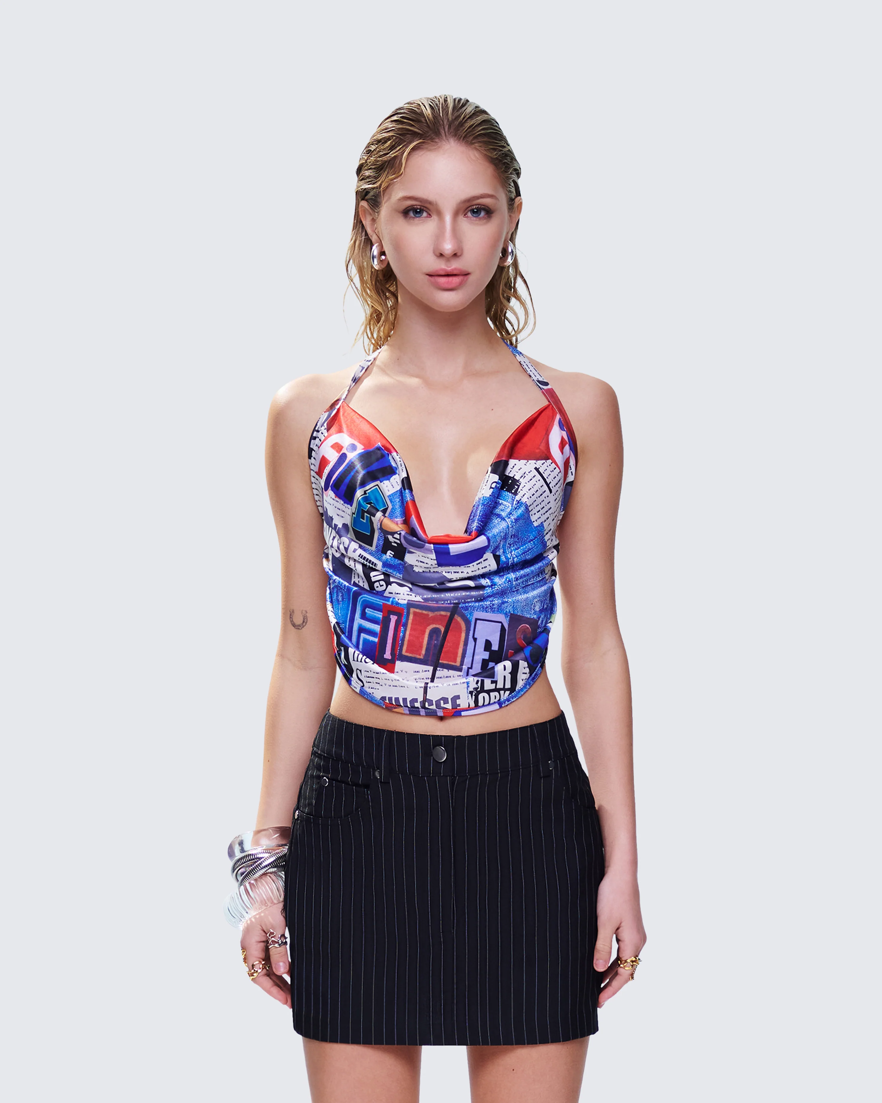 Gretchen Collage Print Cowl Top - Image 2