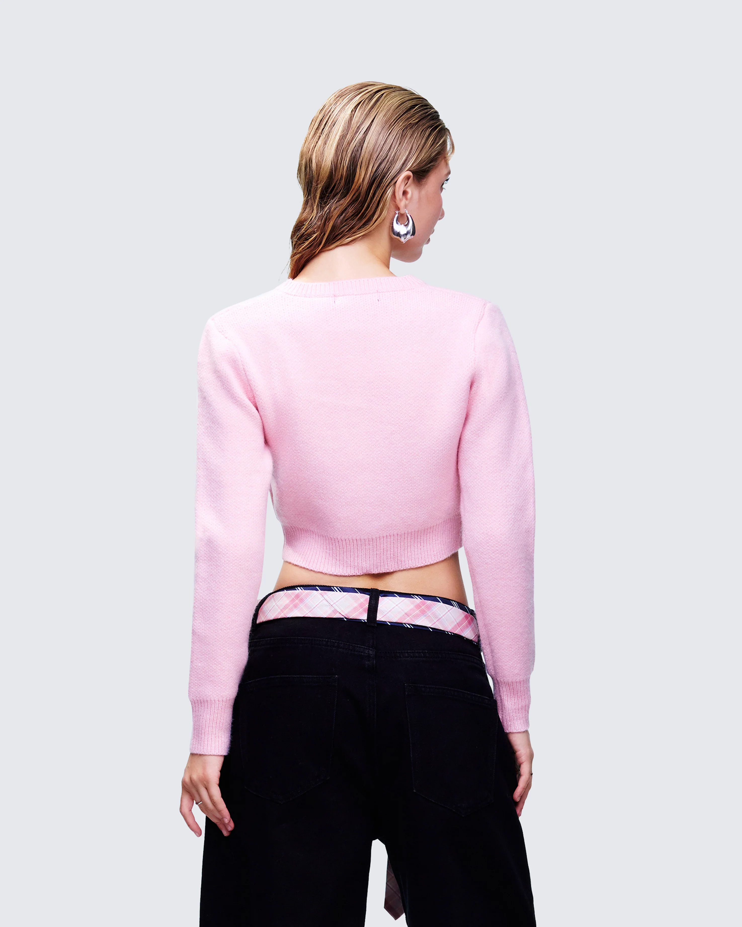 Habibah Pink Bow Detail Cardigan - Image 4