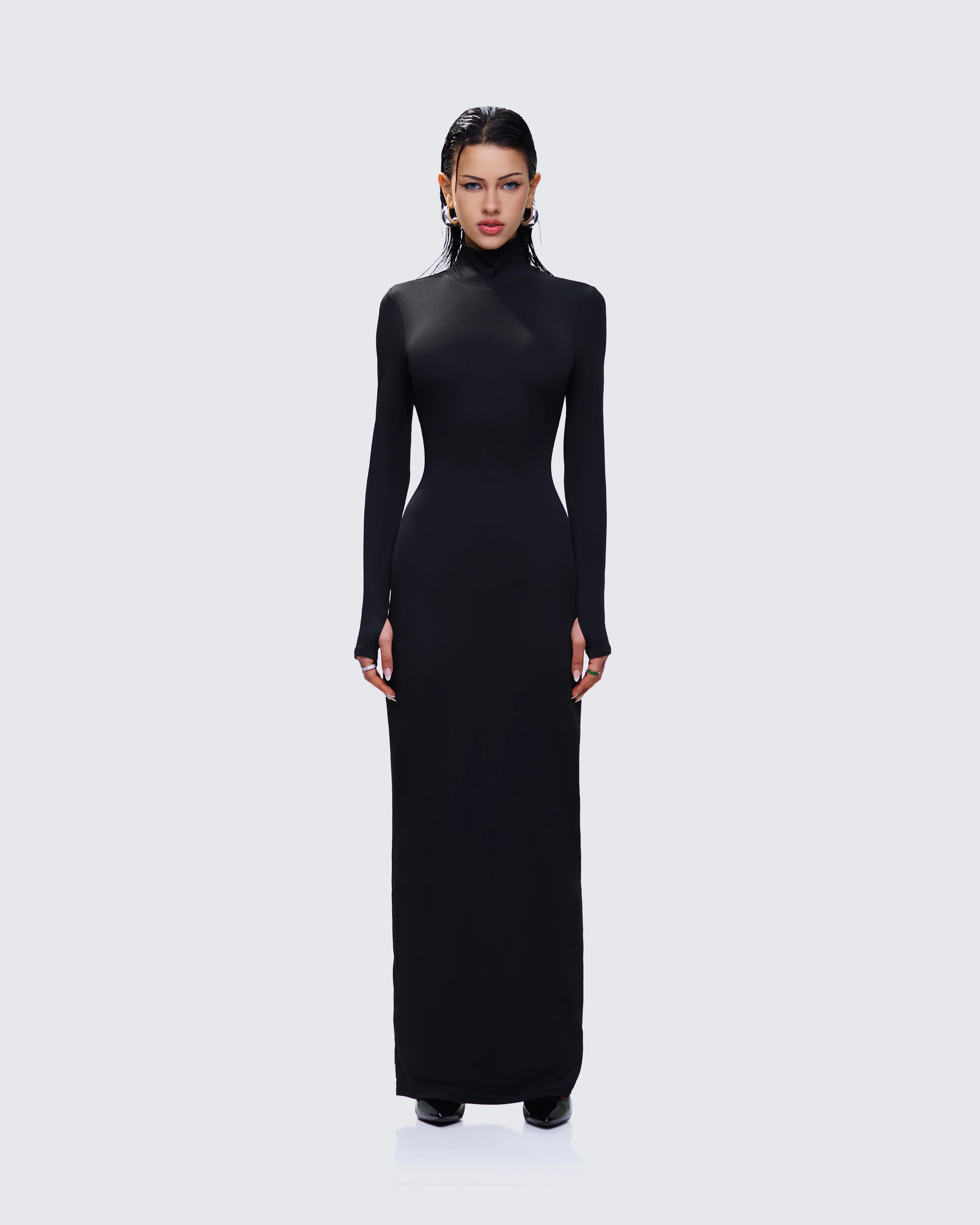 Haize Black Column Maxi Dress - Image 4