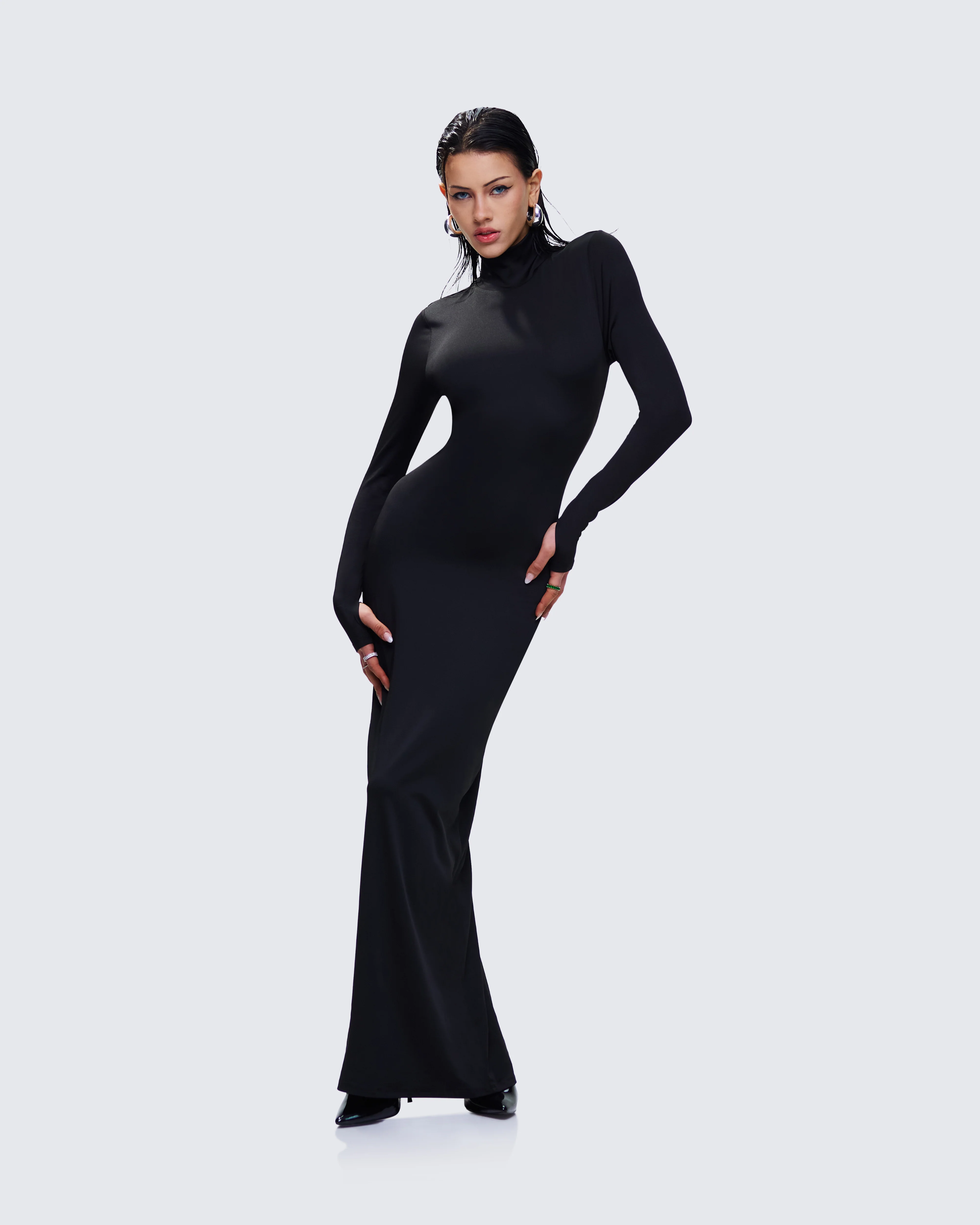 Haize Black Column Maxi Dress - Image 6