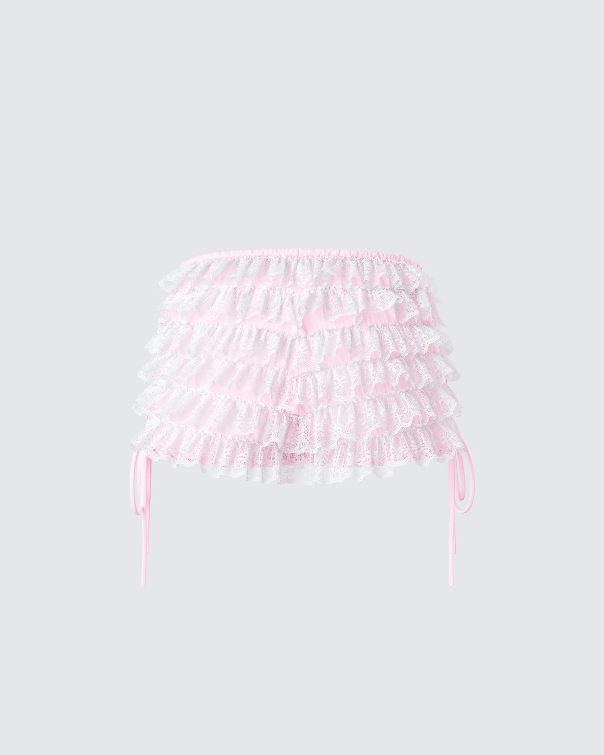 Hali Pink Lace Up Ruffle Micro Mini Short - Image 3